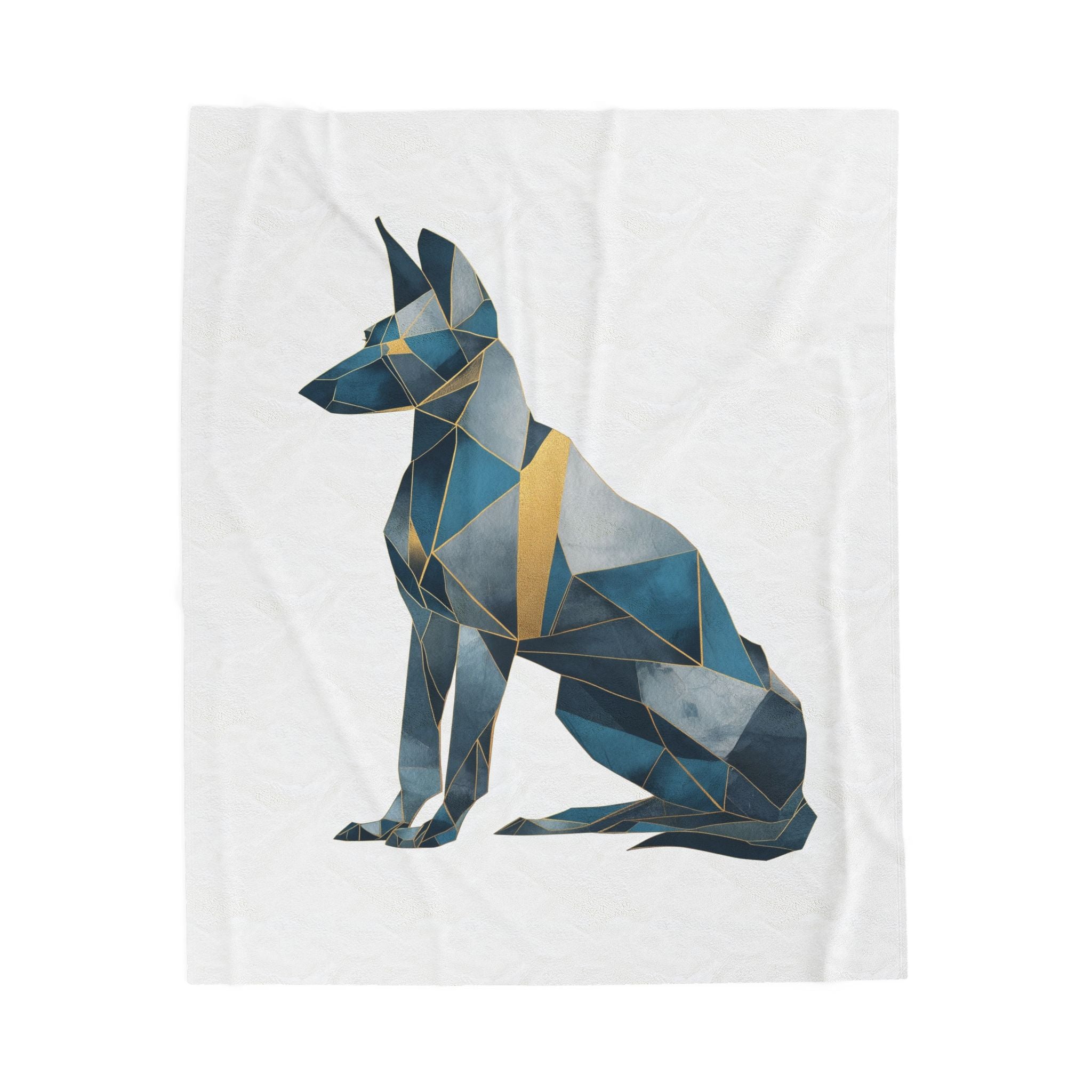 Velveteen Plush Blanket, Geometric Dog Duvet Cover, Soft Cozy Throw, Animal Lover Gift, Bedding Set, Home Decor Accent
