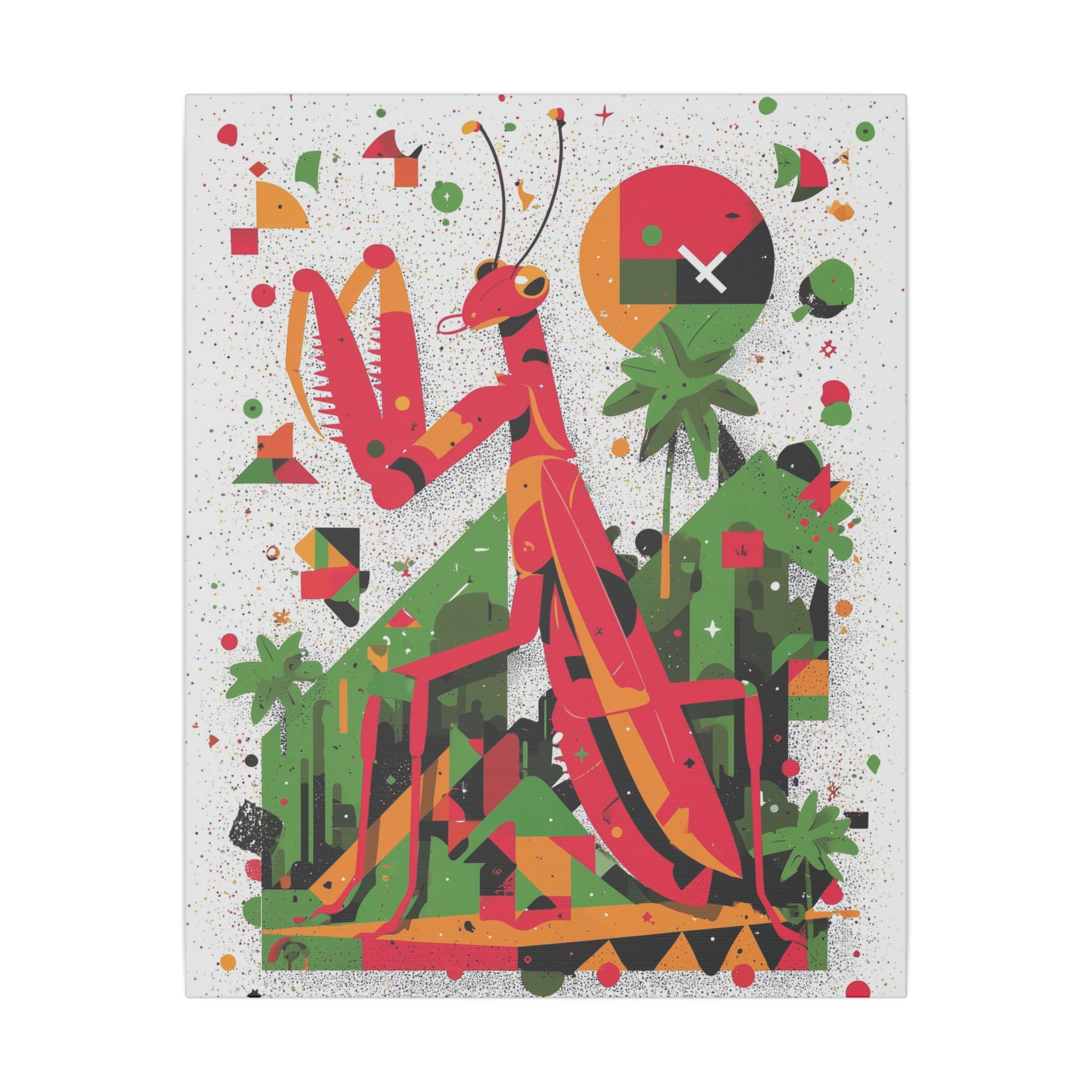 Geometric Praying Mantis: Cubist Insect Landscape, Digital Abstract Composition   |    Custom Orders Available