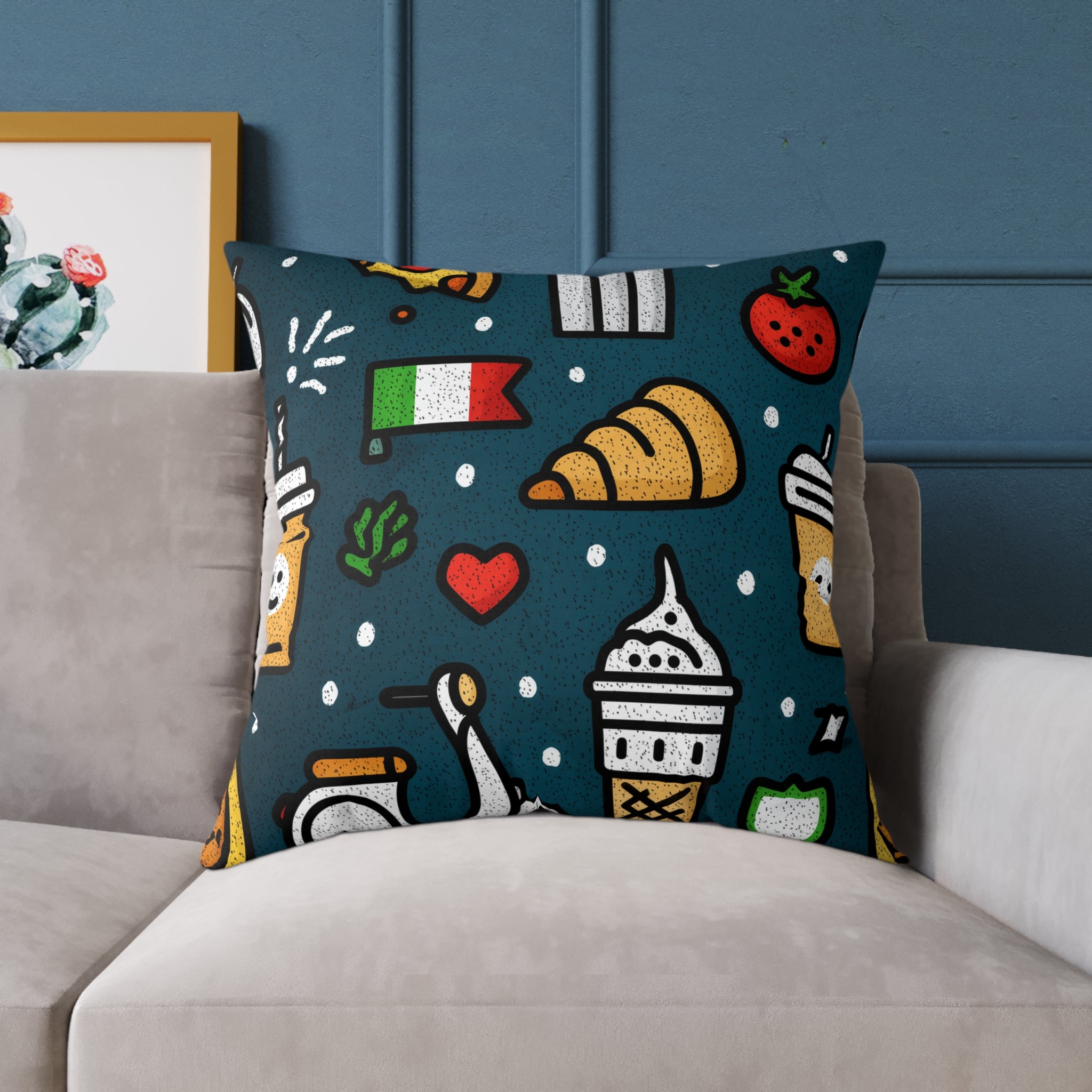 Charming Italy Themed Decorative Pillow, Cozy Couch Accent, Kitchen Decor, Gift for Food Lovers, Fun Home Accessories