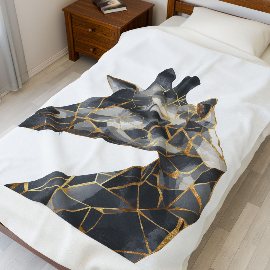 Fragmented Giraffe : Geometric Mosaic Decor, Modern Abstract Animal Art, Metallic Gold and Grayscale Design   |  Personalized & Custom