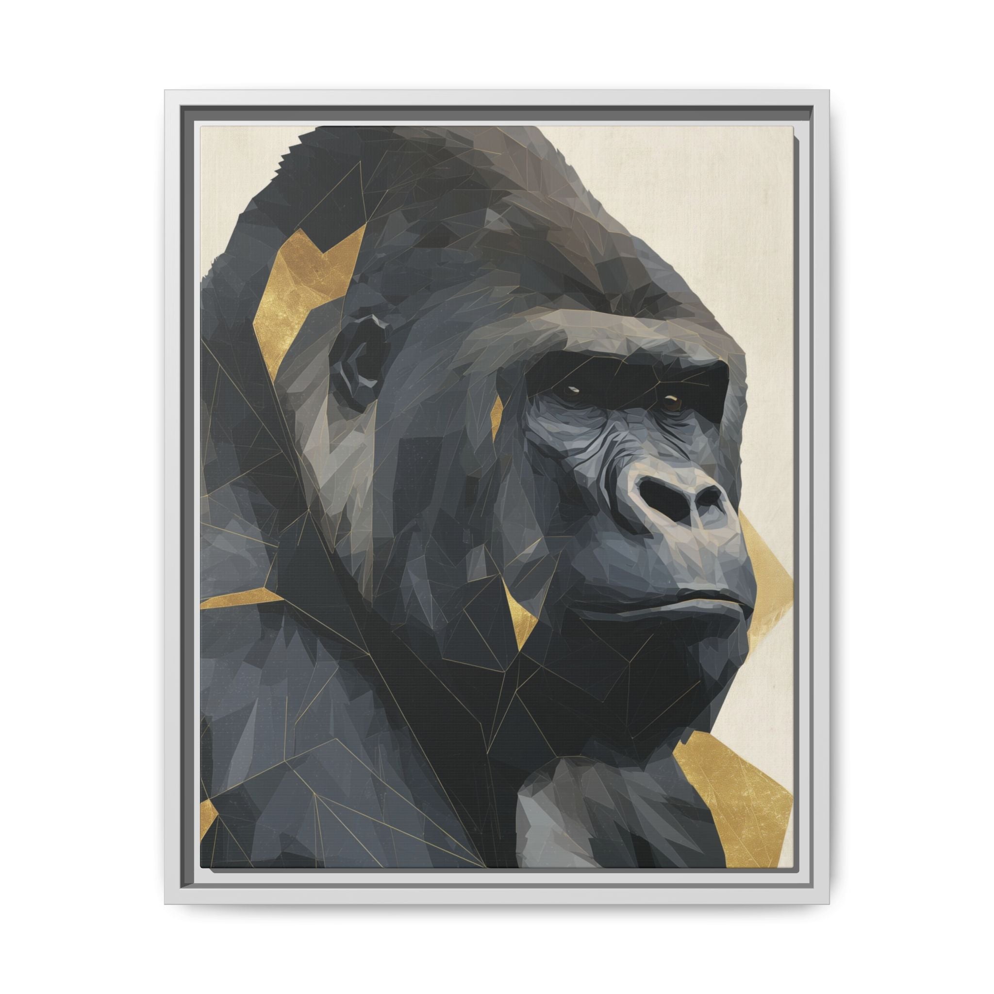 Primal Geometry: Polygonal Gorilla Portrait, Modern Metallic Wildlife Art   |  Personalized & Custom Orders Available