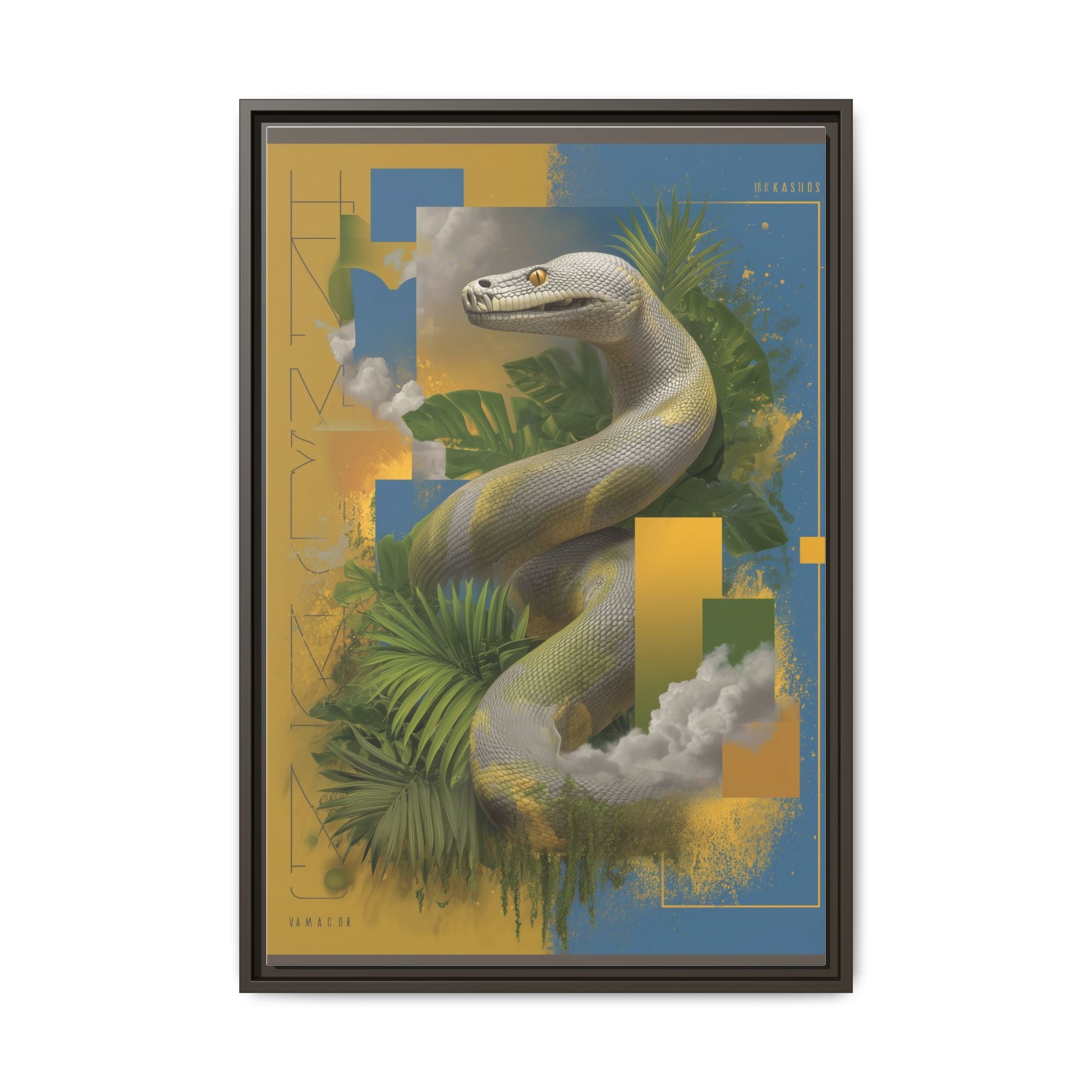 Serpent's Geometry: Tropical Jungle Fusion, Digital Surrealist Composition   |  Personalized & Custom Orders Available