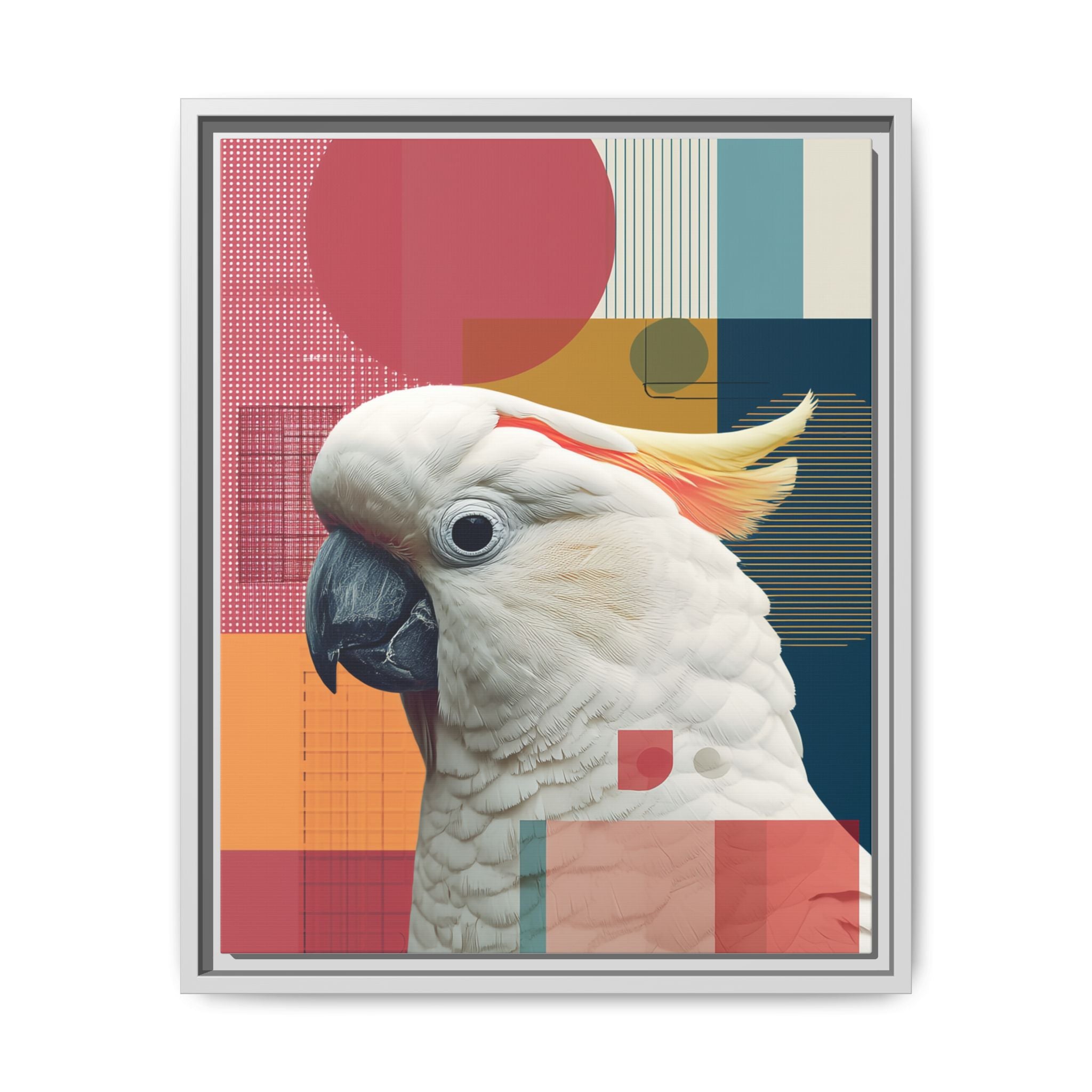Cockatoo in Geometry: Mid-Century Modern Wildlife Art, Photorealistic Nature Print   |    Custom Orders Available