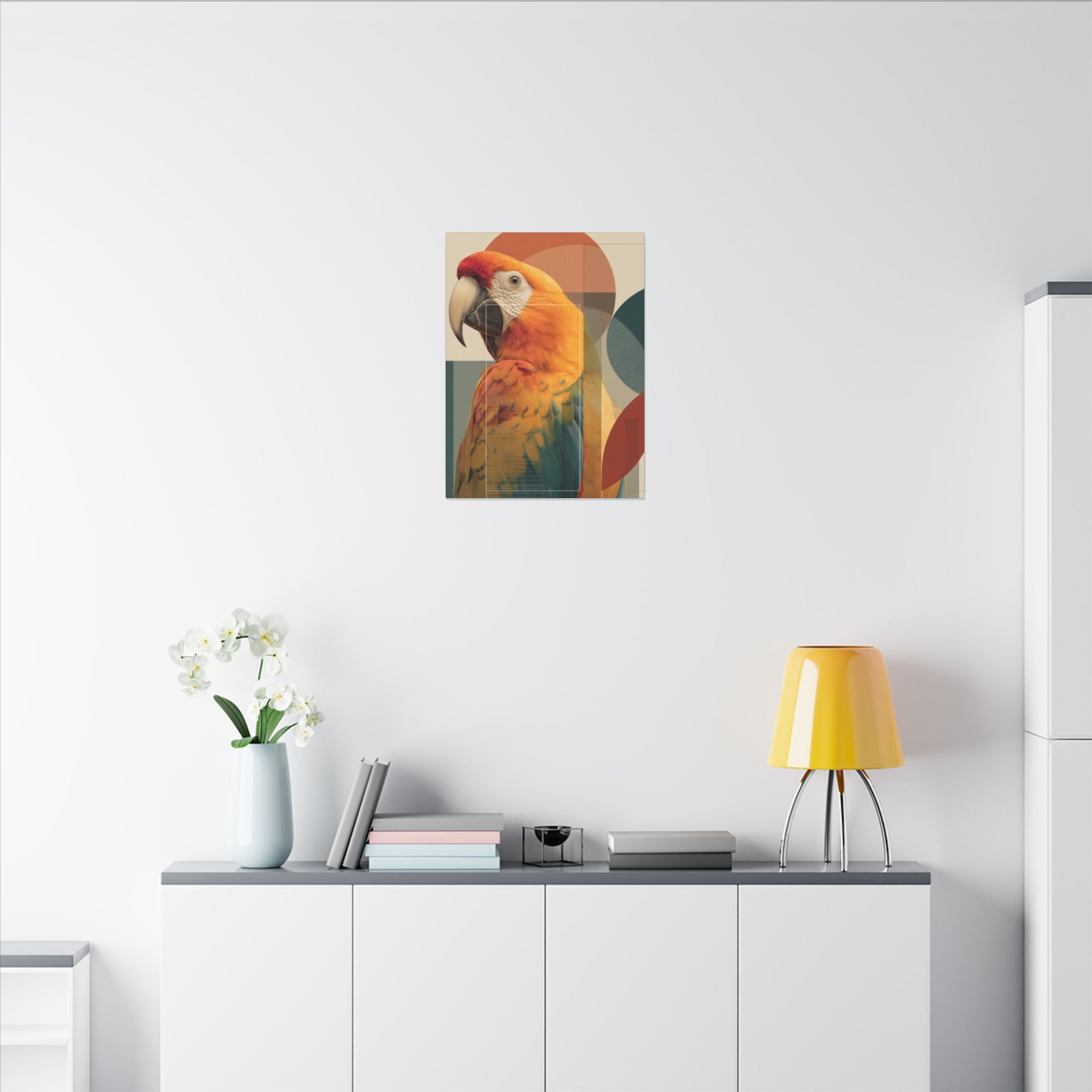 Geometric Macaw Portrait: Vibrant Avian Design, Modern Graphic Art Style   |    Custom Orders Available