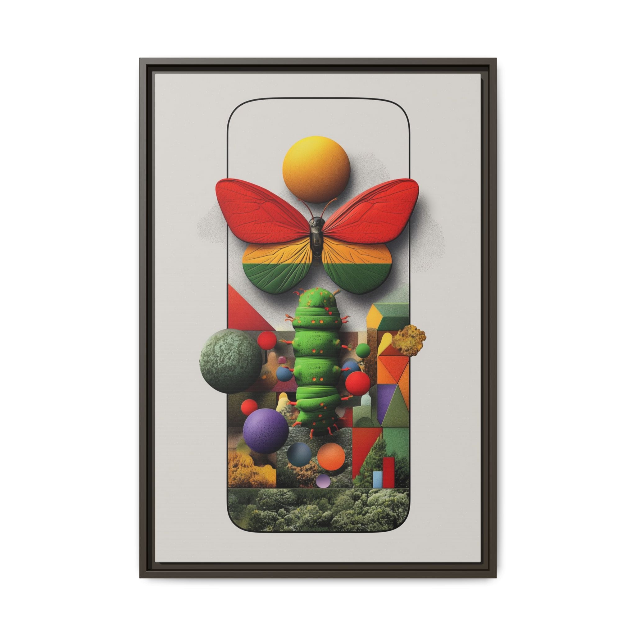 Metamorphosis Framed Print : Geometric Nature Transformation, Vibrant Butterfly Composition   |  Personalized & Custom Orders Available