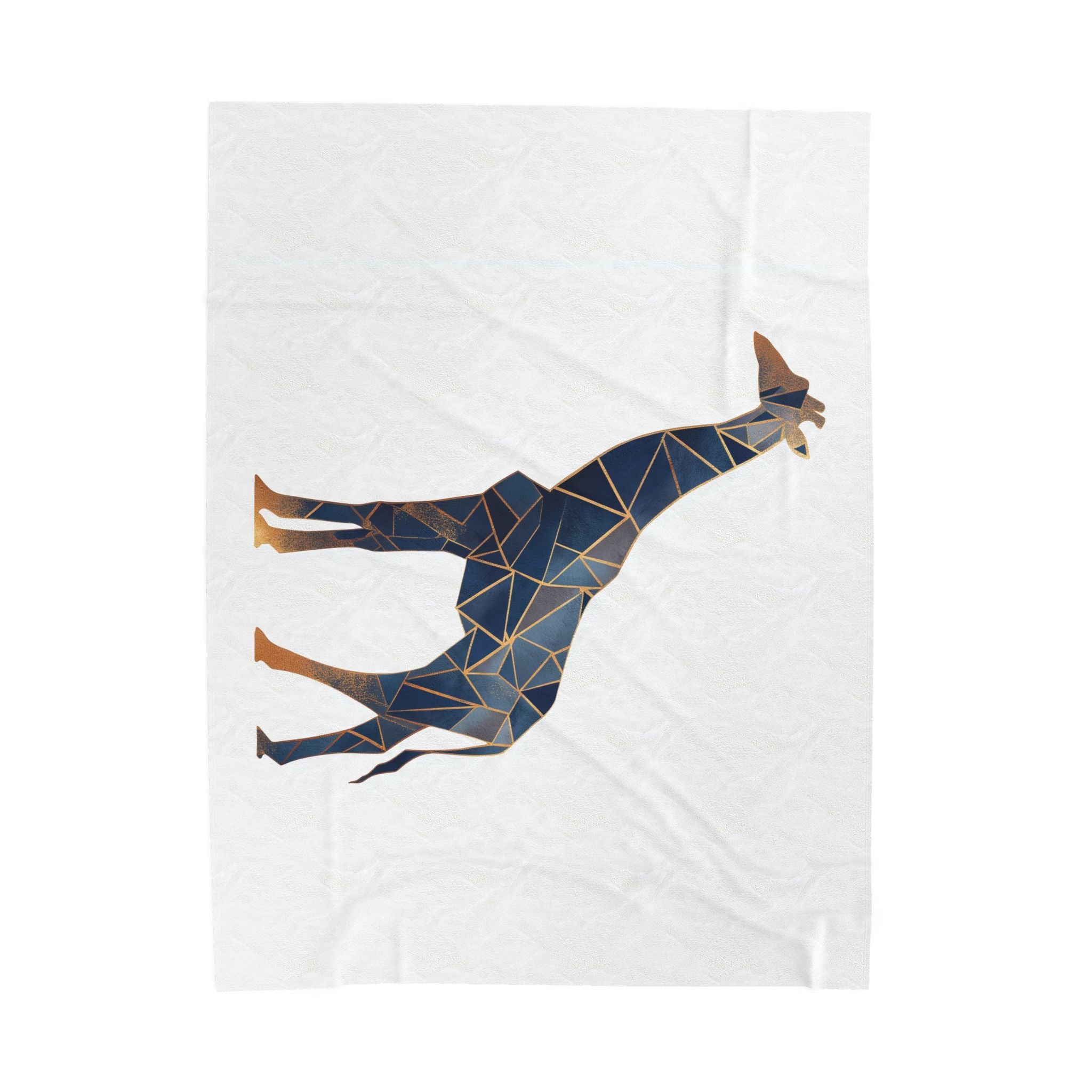 Geometric Giraffe Blanket : Triangular Mosaic, Modern Animal Art, Navy Blue Abstract Silhouette   |  Personalized & Custom Orders Available
