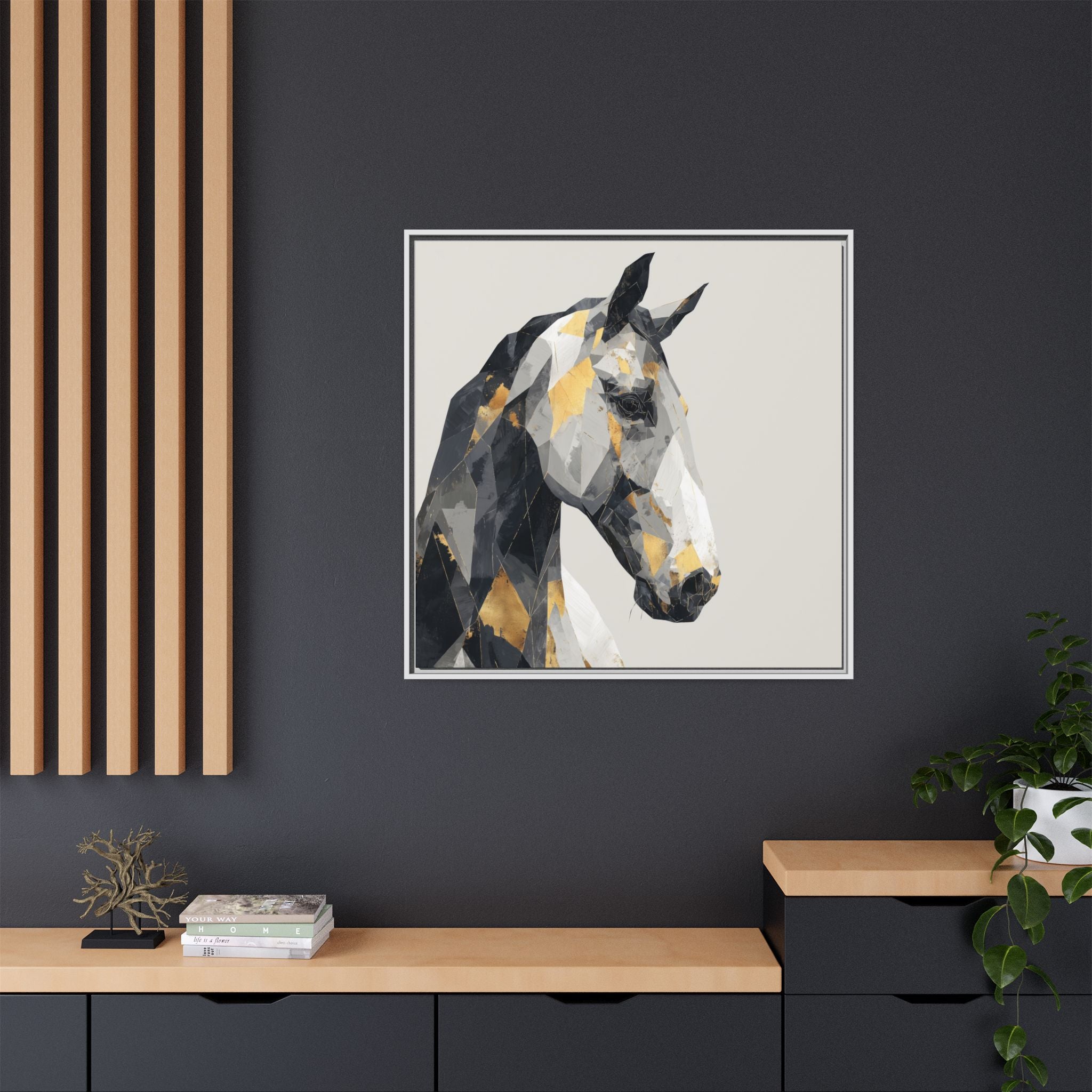 Equine Geometrica: Contemporary Cubist Horse, Metallic Abstract Portrait   |  Personalized & Custom Orders Available