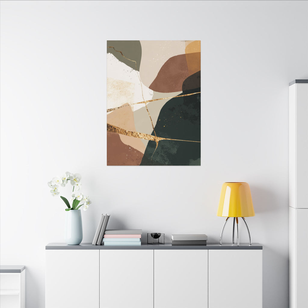Canvas Print, Abstract Earthy Gold Wall Art, Modern Designer Home Decor, Stretched Matte Canvas; Thick, Multi-Size, Office Decor