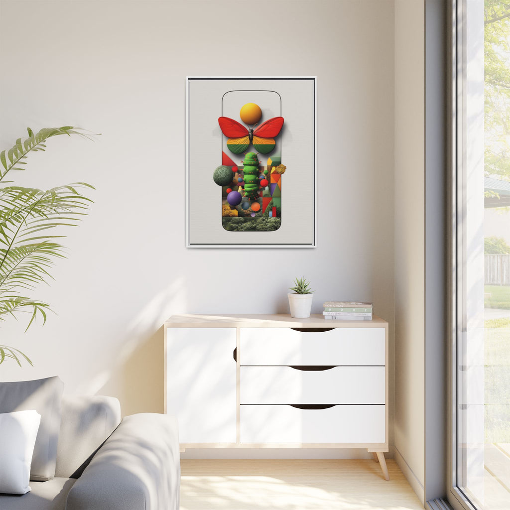 Metamorphosis Framed Print : Geometric Nature Transformation, Vibrant Butterfly Composition   |  Personalized & Custom Orders Available