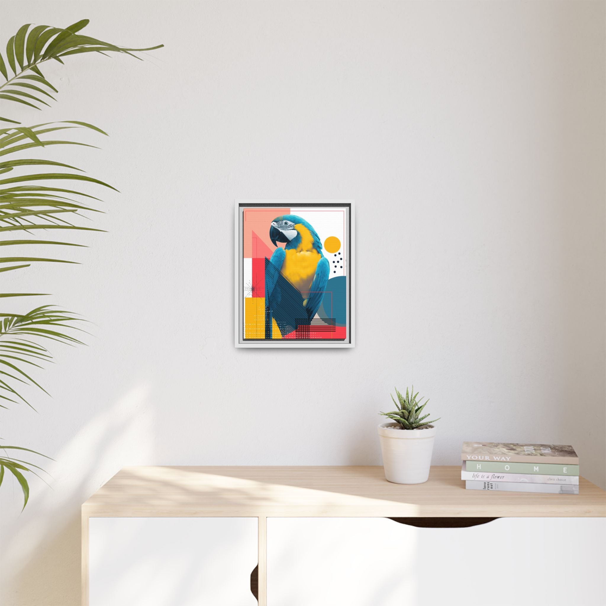 Macaw in Geometry: Vibrant Wildlife Digital Art, Modernist Design Fusion   |    Custom Orders Available