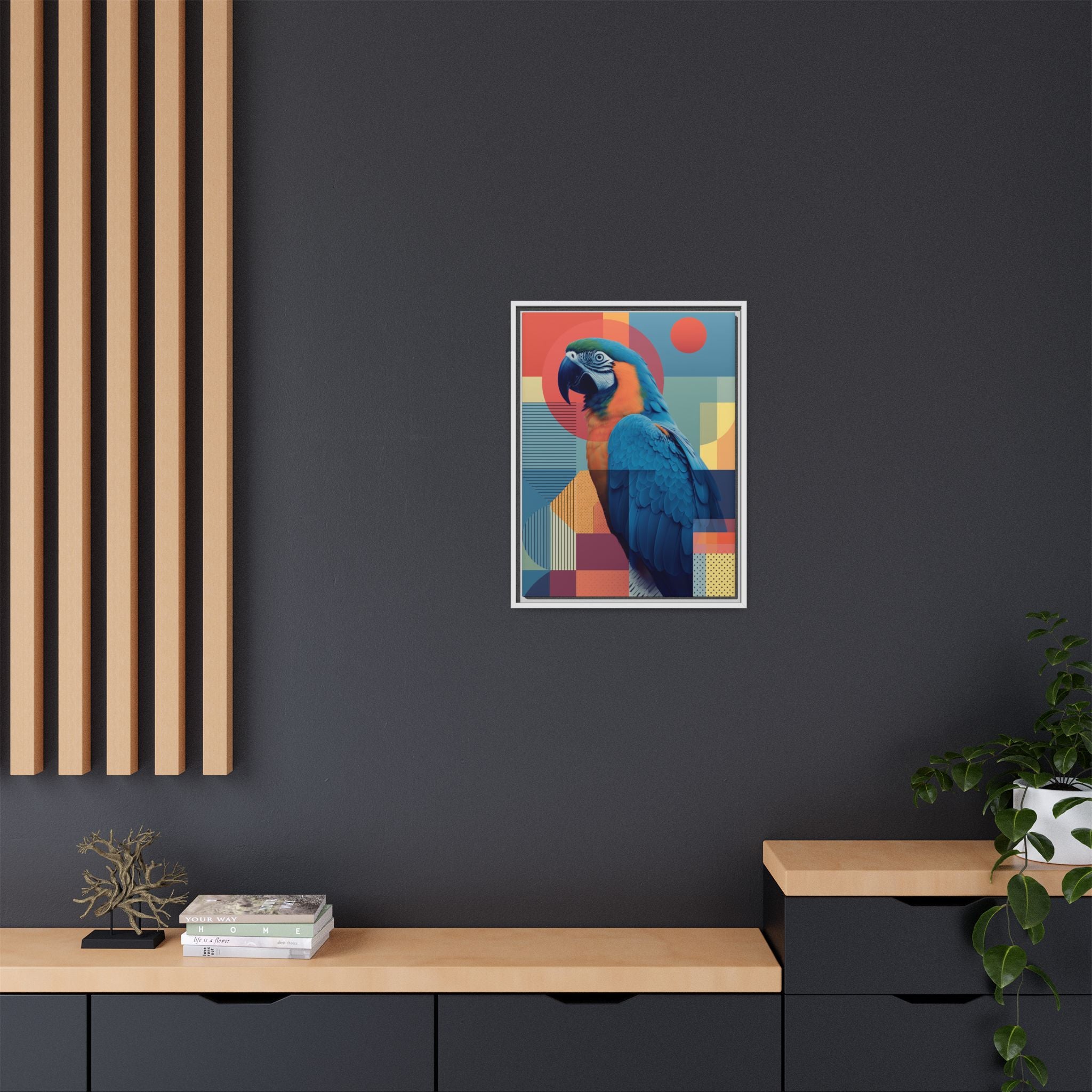 Geometric Macaw: Prismatic Wildlife Fusion, Modern Abstract Composition   |    Custom Orders Available
