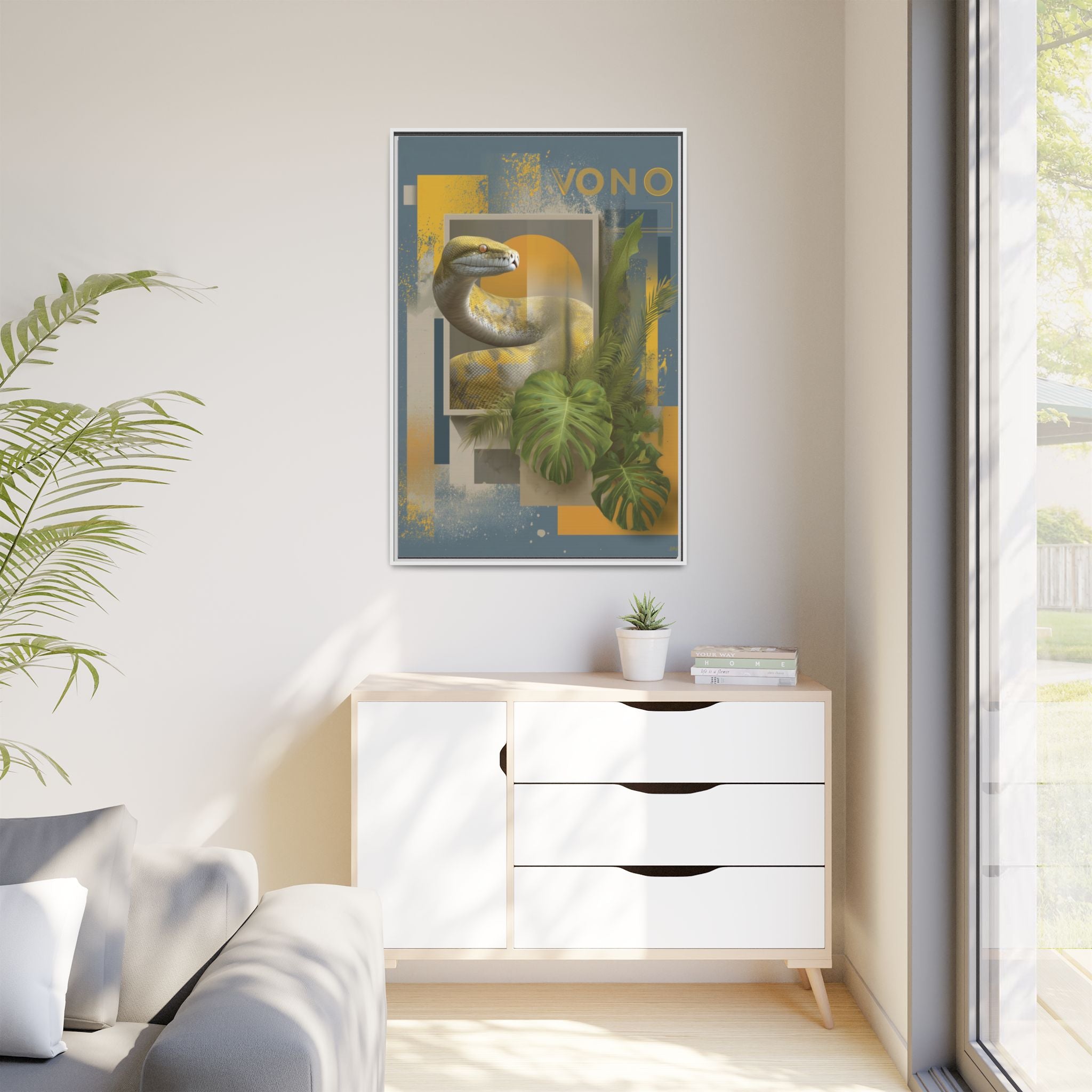 Serpent of Geometric Dimensions: Tropical Vono Design, Abstract Wildlife Art   |  Personalized & Custom Orders Available