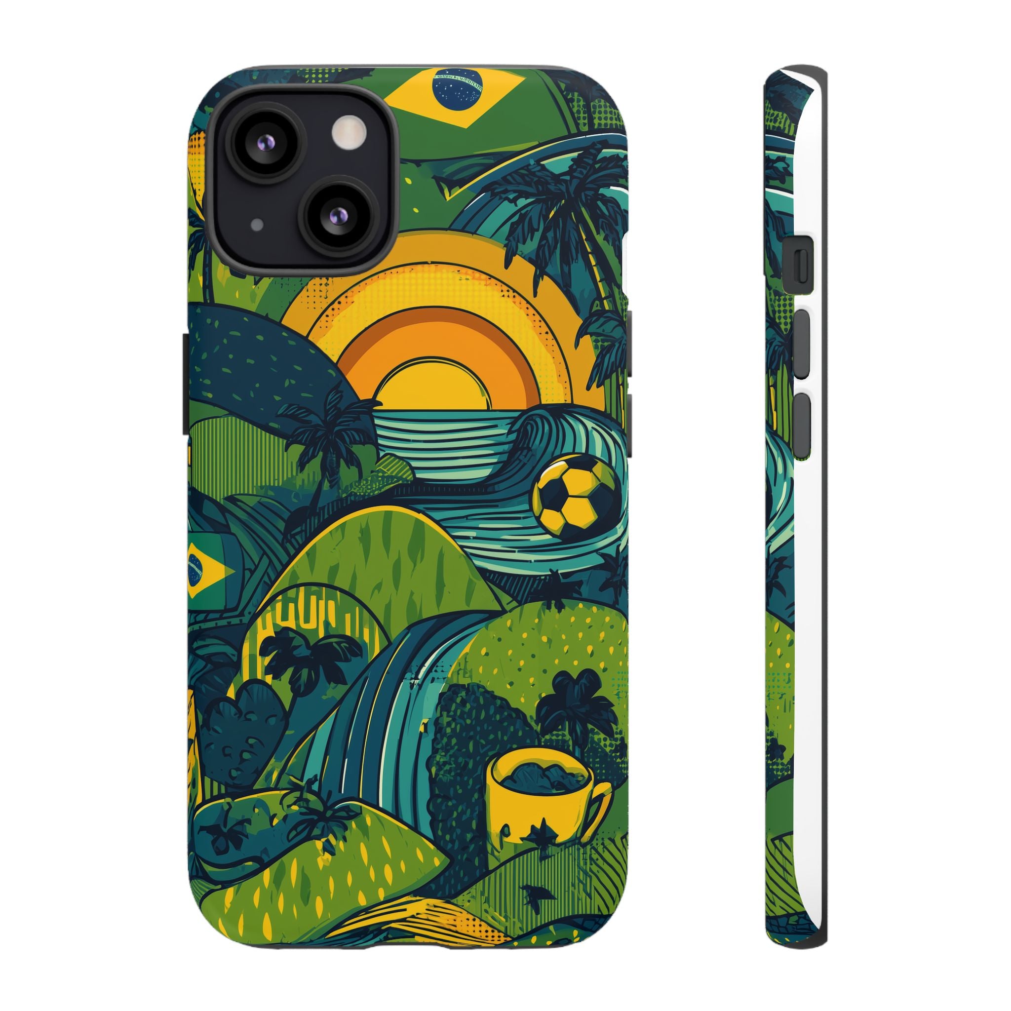 Brazil Tough Cases: Sporty Tropical Phone Case, Fun Beach Vibe Phone Accessory, Summer Travel Gift, Colorful Phone Cover, Casual Style Tech