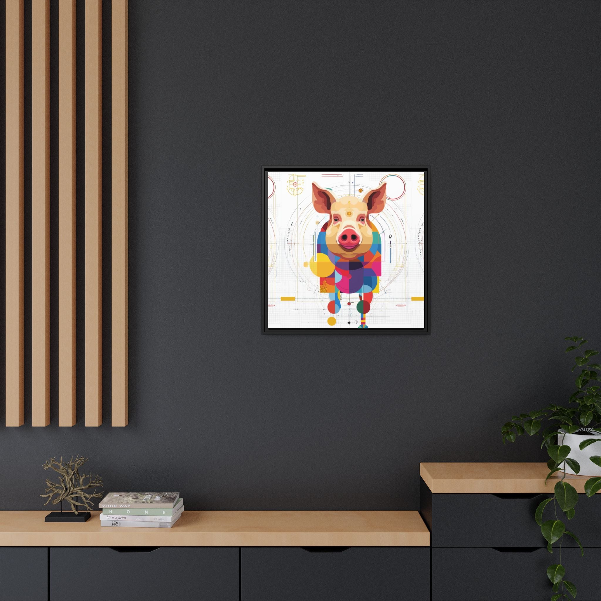 Geometric Pig: Digital Cubist Portrait, Mathematical Animal Abstraction   |    Custom Orders Available