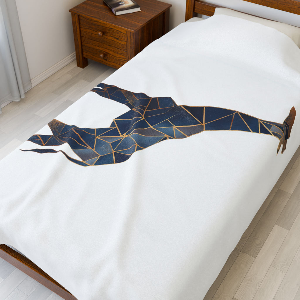 Geometric Giraffe Blanket : Triangular Mosaic, Modern Animal Art, Navy Blue Abstract Silhouette   |  Personalized & Custom Orders Available