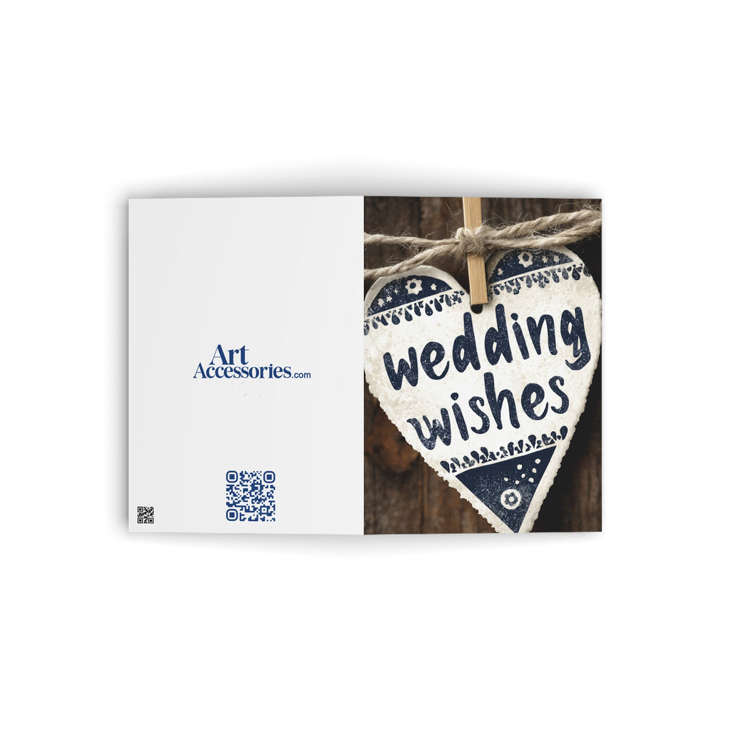 Wedding Wishes Greeting Card — Rustic Heart Wedding Card for Newlyweds