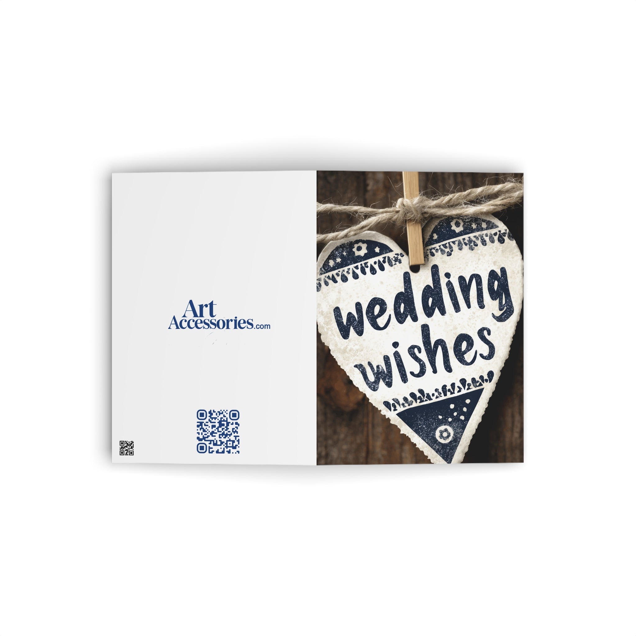 Wedding Wishes Greeting Card — Rustic Heart Wedding Card for Newlyweds