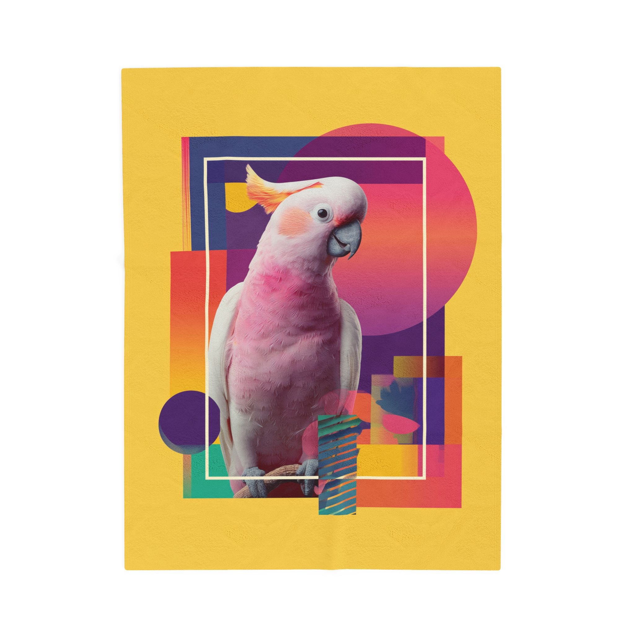 Radiant Cockatoo Quilt Cover, Doona Cover, Duvet : Geometric Pop Art Portrait, Vibrant Wildlife Design   |    Custom Orders Available