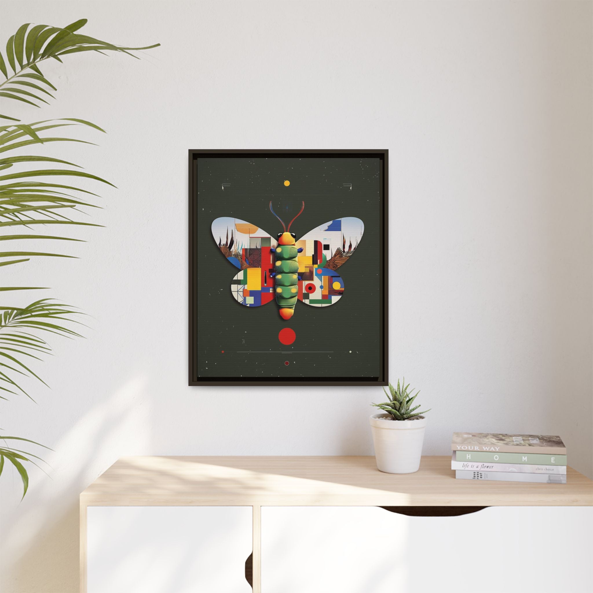 Geometric Butterfly Framed Print : Digital Cubist Interpretation, Modernist Entomological Design   |  Personalized & Custom Orders Available
