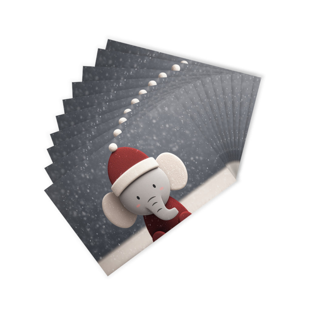 Cute Animals Festive Postcard Set - 10pcs of Holiday Cheer, Christmas Cards, Cute Elephant Designs, Fun Greetings for All Occasions
