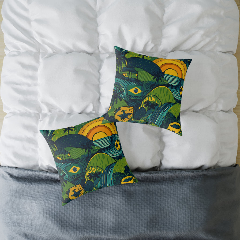 Vibrant Brazil-Themed Square Poly Canvas Pillow, Boho Decorative Cushion, Living Room Accent, Gift for Nature Lovers, Eco-Friendly [...]