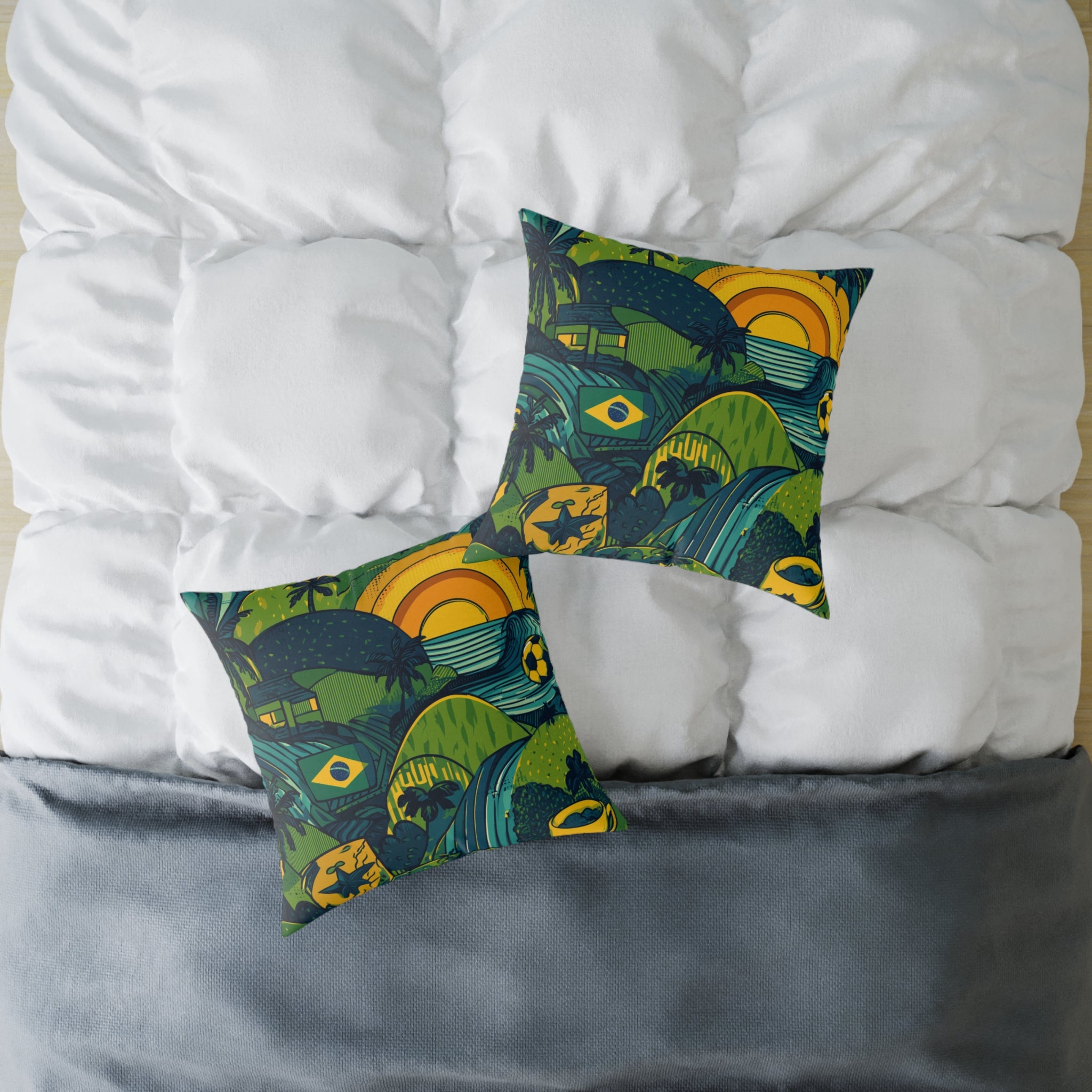 Vibrant Brazil-Themed Square Poly Canvas Pillow, Boho Decorative Cushion, Living Room Accent, Gift for Nature Lovers, Eco-Friendly [...]