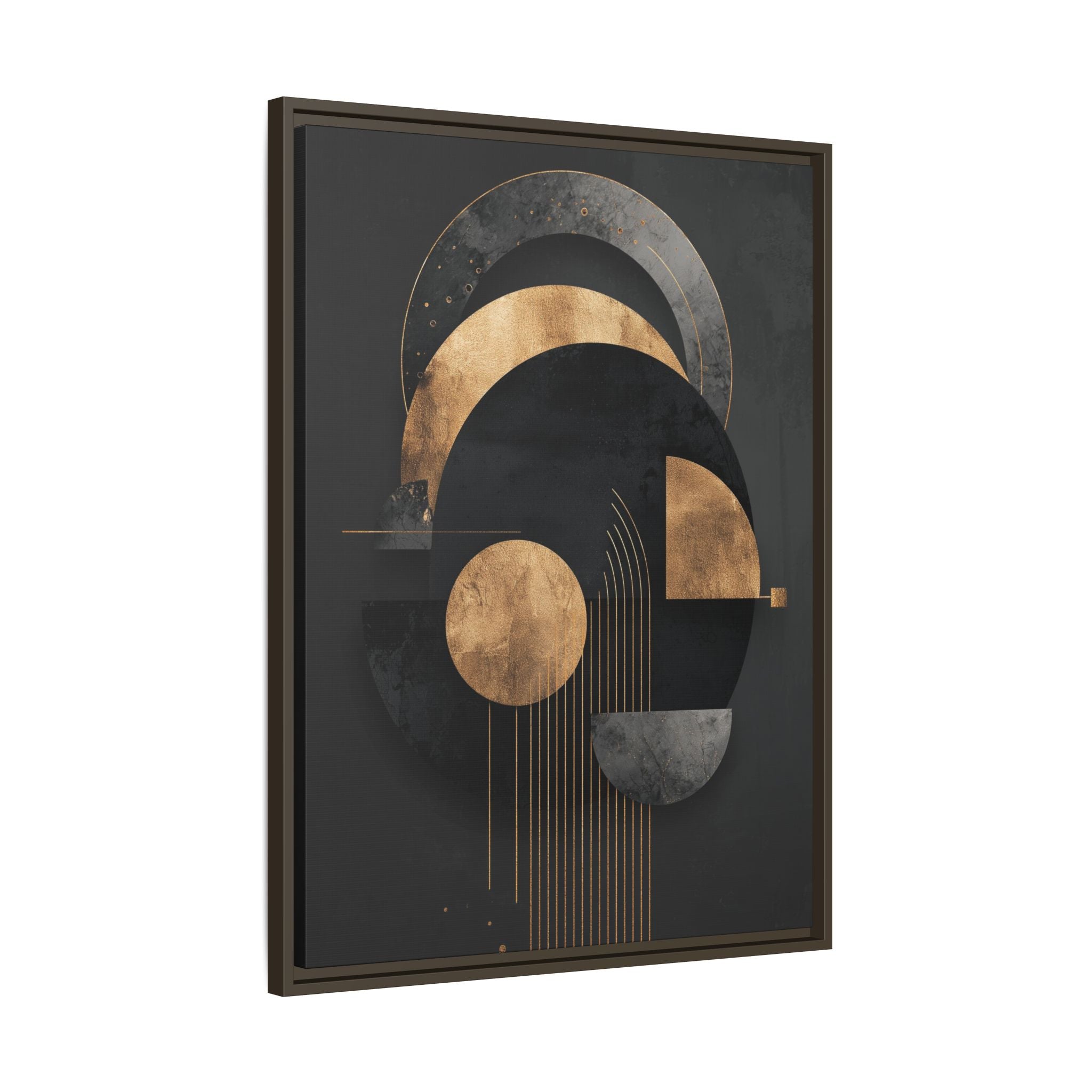 Geometric Resonance: Abstract Gold and Black Design, Minimalist Architectural Art, Modern Metallic Composition   |   Custom Orders Accepted