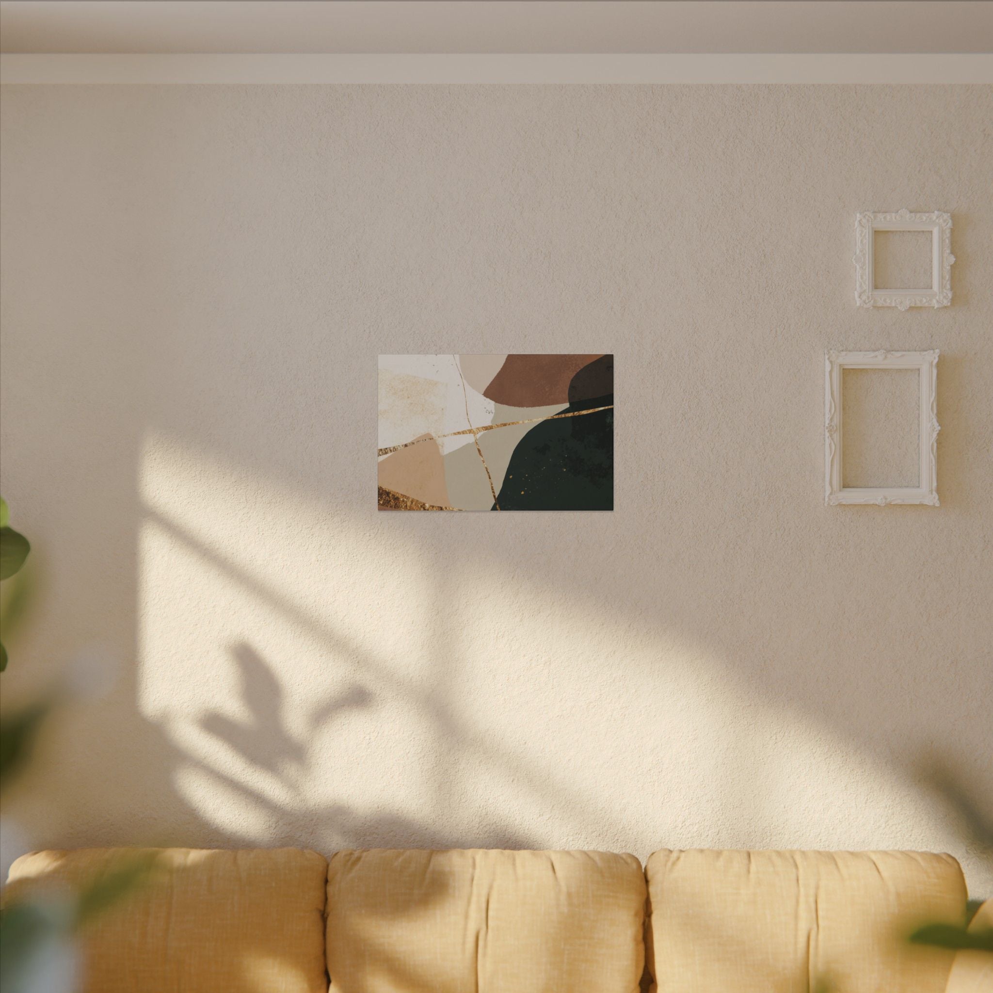 Canvas Print, Abstract Earthy Gold Wall Art, Modern Designer Home Decor, Stretched Matte Canvas; Thick, Multi-Size, Office Decor