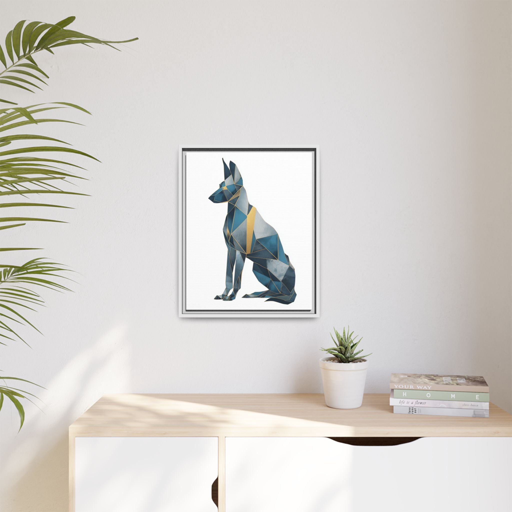 Geometric Canine Mosaic: Fractured Blue Shepherd, Modern Polygonal Art   |  Personalized & Custom Orders Available