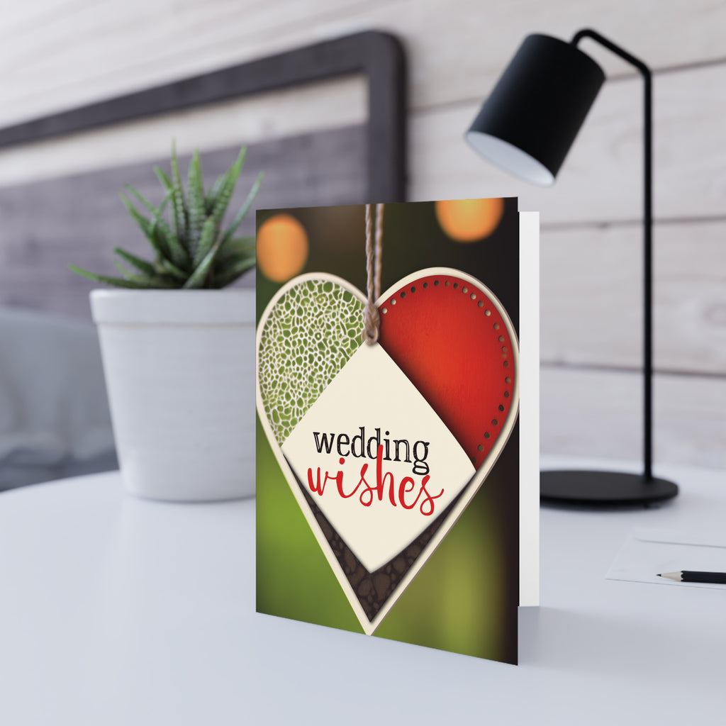 Wedding Wishes Greeting Card — Heart Tag Design