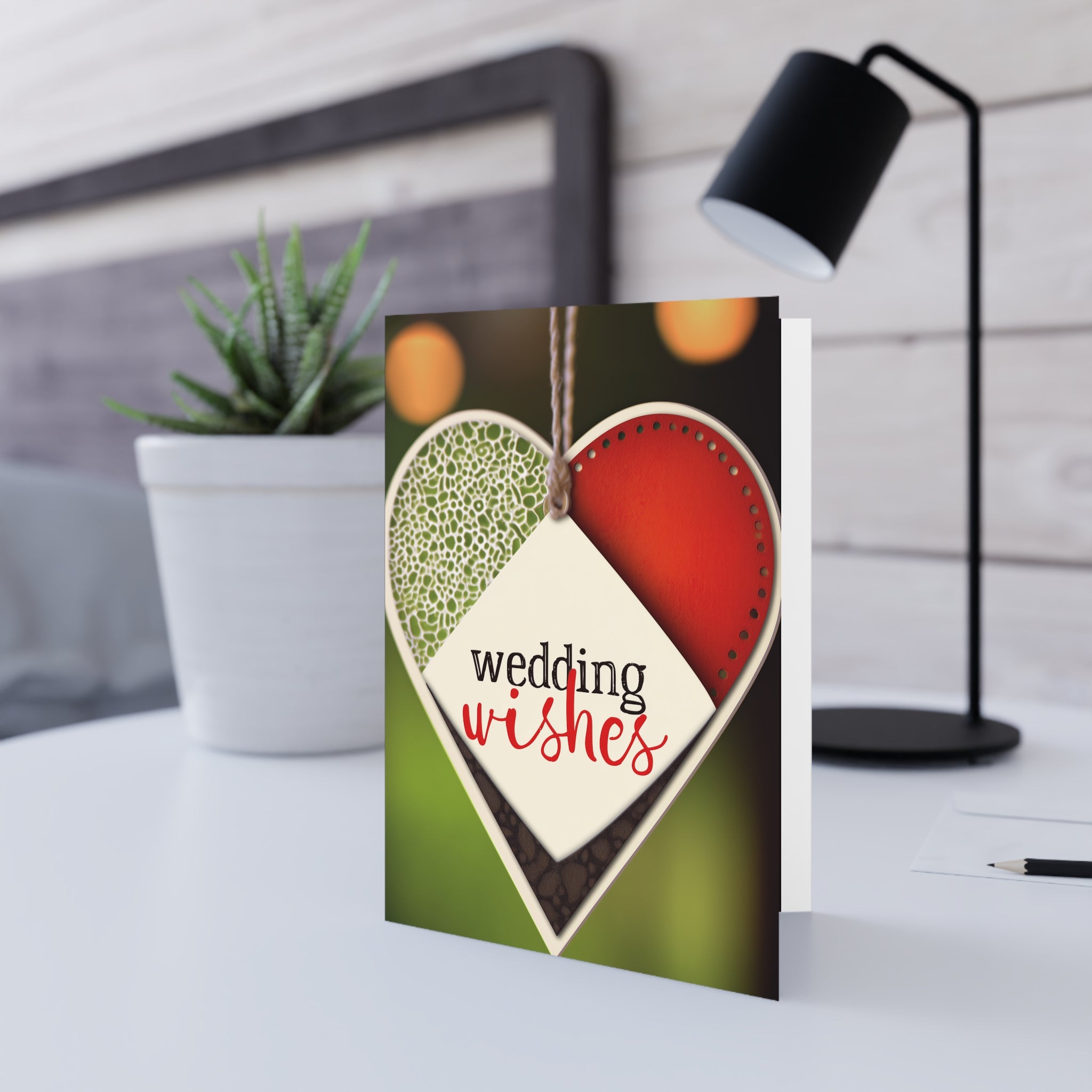 Wedding Wishes Greeting Card — Heart Tag Design