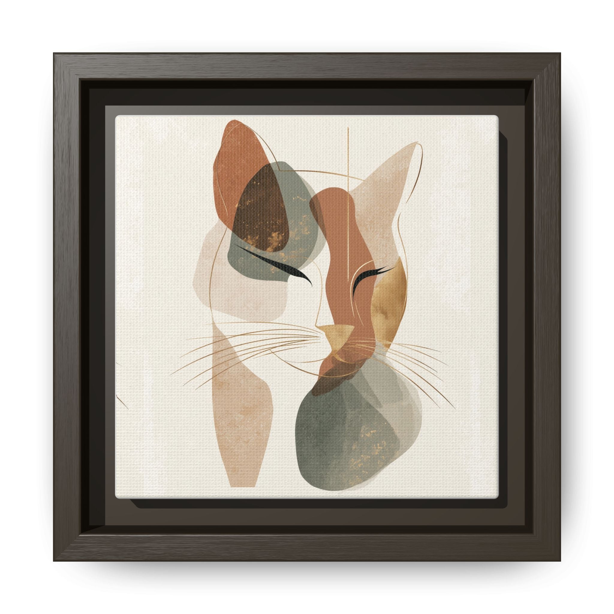 Feline Geometry: Abstract Cat Portrait, Minimalist Earth Tones   |  Personalized & Custom Orders Available