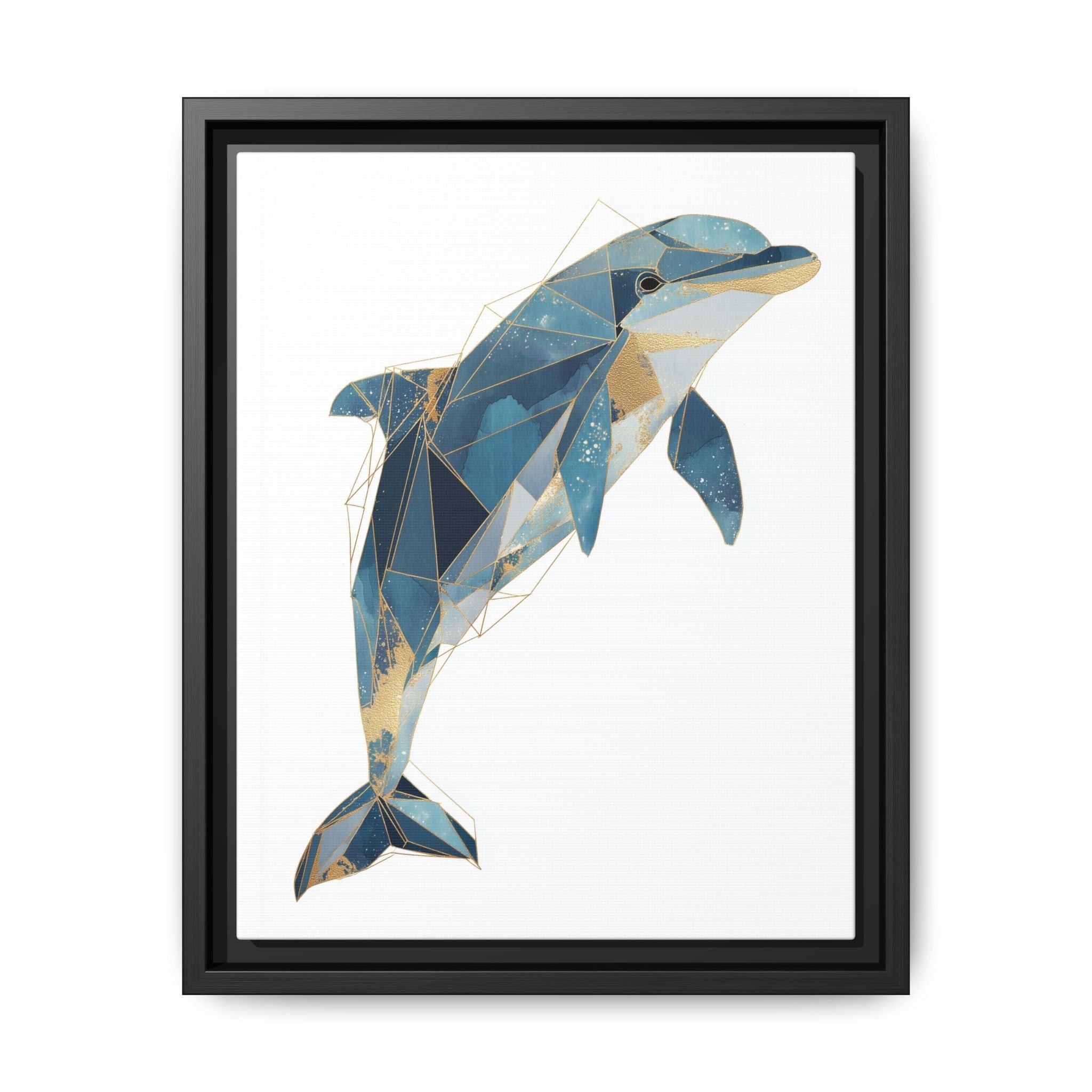 Crystalline Dolphin Framed Print : Geometric Marine Mosaic, Fractalized Blue Abstract   |  Personalized & Custom Orders Available