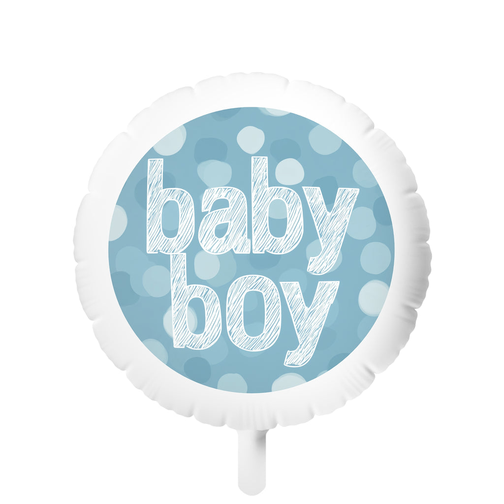Baby Boy Mylar Helium Balloon – Blue Polka Dot Shower & Newborn Celebration
