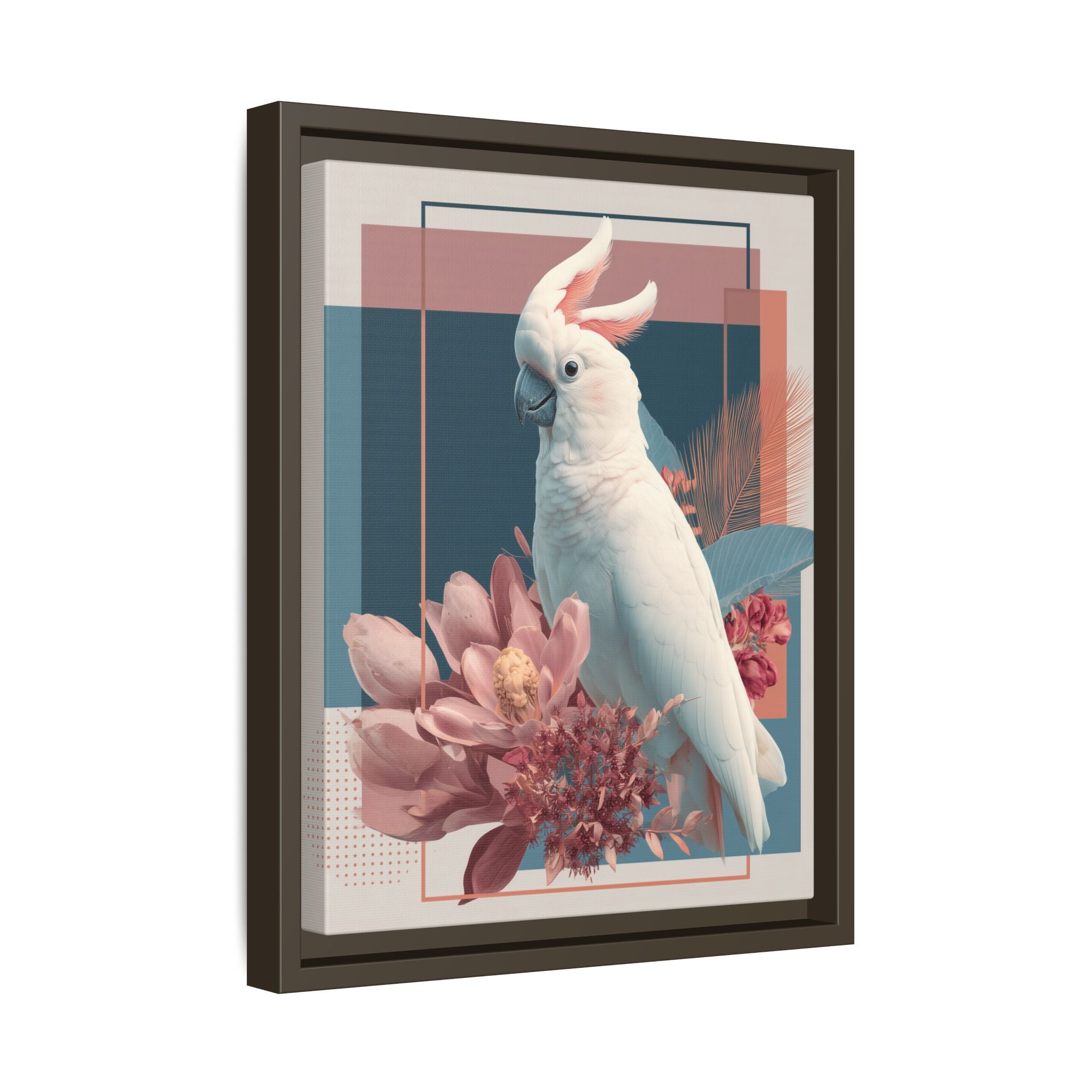 Cockatoo Geometric Framed Print : Modern Wildlife Illustration, Geometric Botanical Fusion   |  Personalized & Custom Orders Available