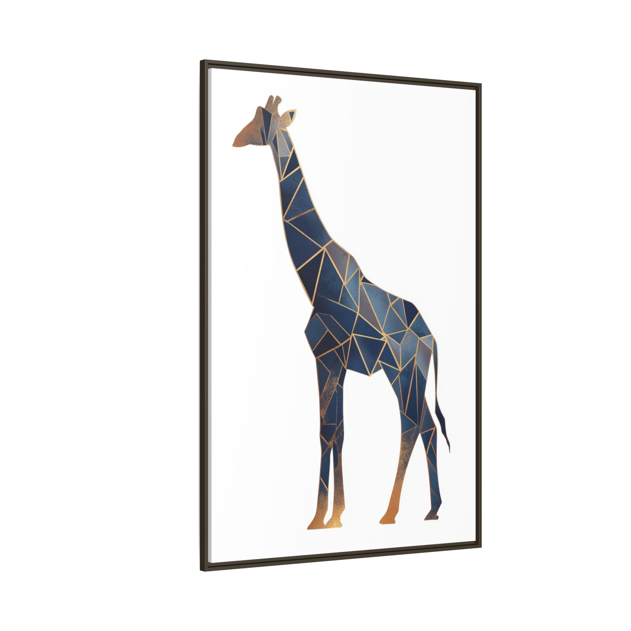 Geometric Giraffe Framed Print : Faceted Blue Mosaic, Modern Wildlife Art   |  Personalized & Custom Orders Available