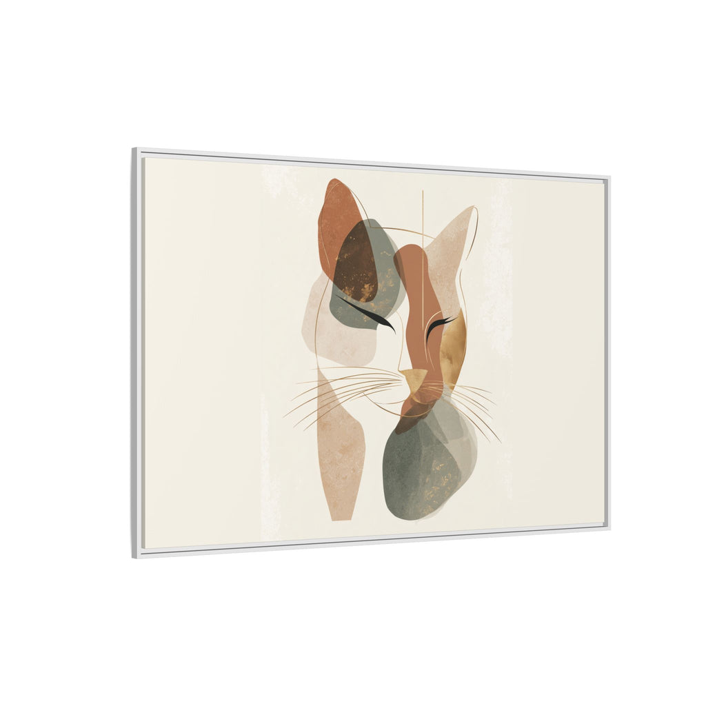 Feline Geometry: Abstract Cat Portrait, Minimalist Earth Tones   |  Personalized & Custom Orders Available