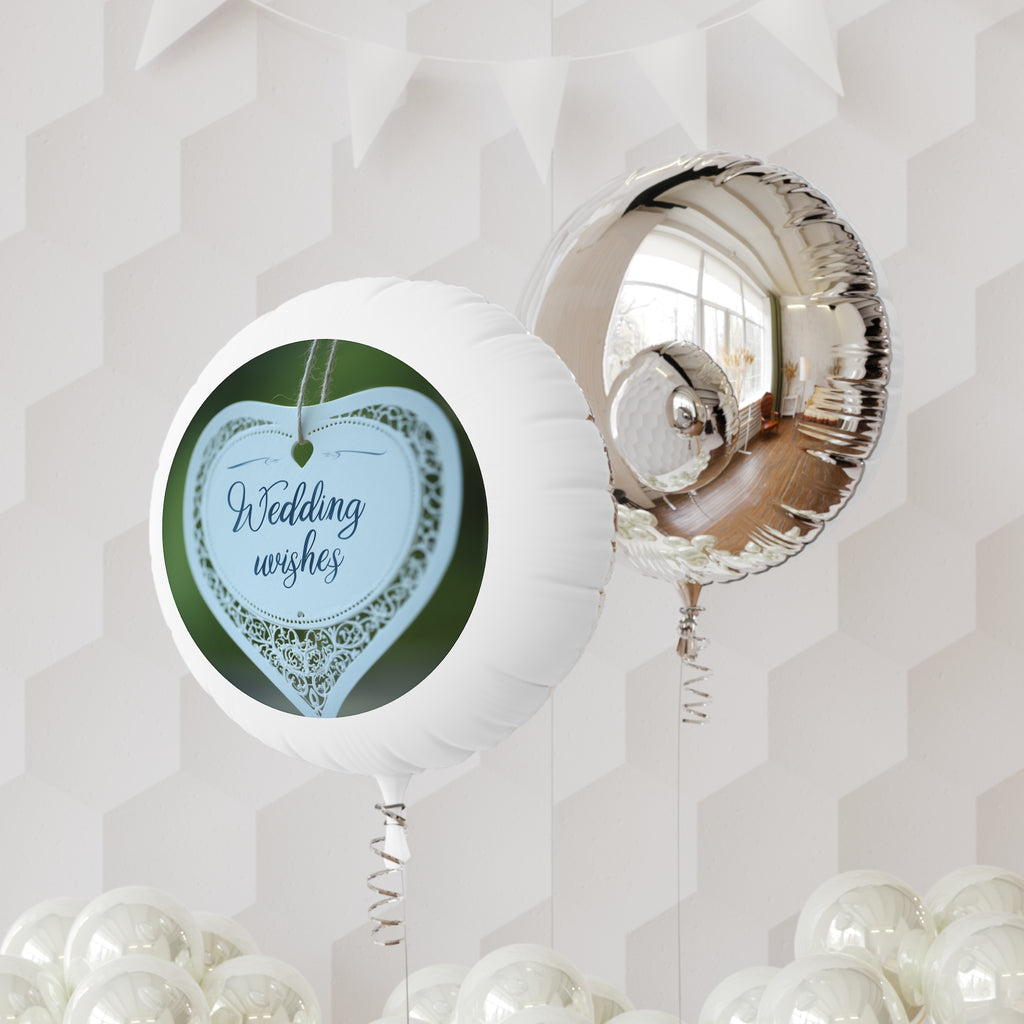 Wedding Wishes Mylar Balloon — Heart Lace Helium Balloon for Weddings & Receptions