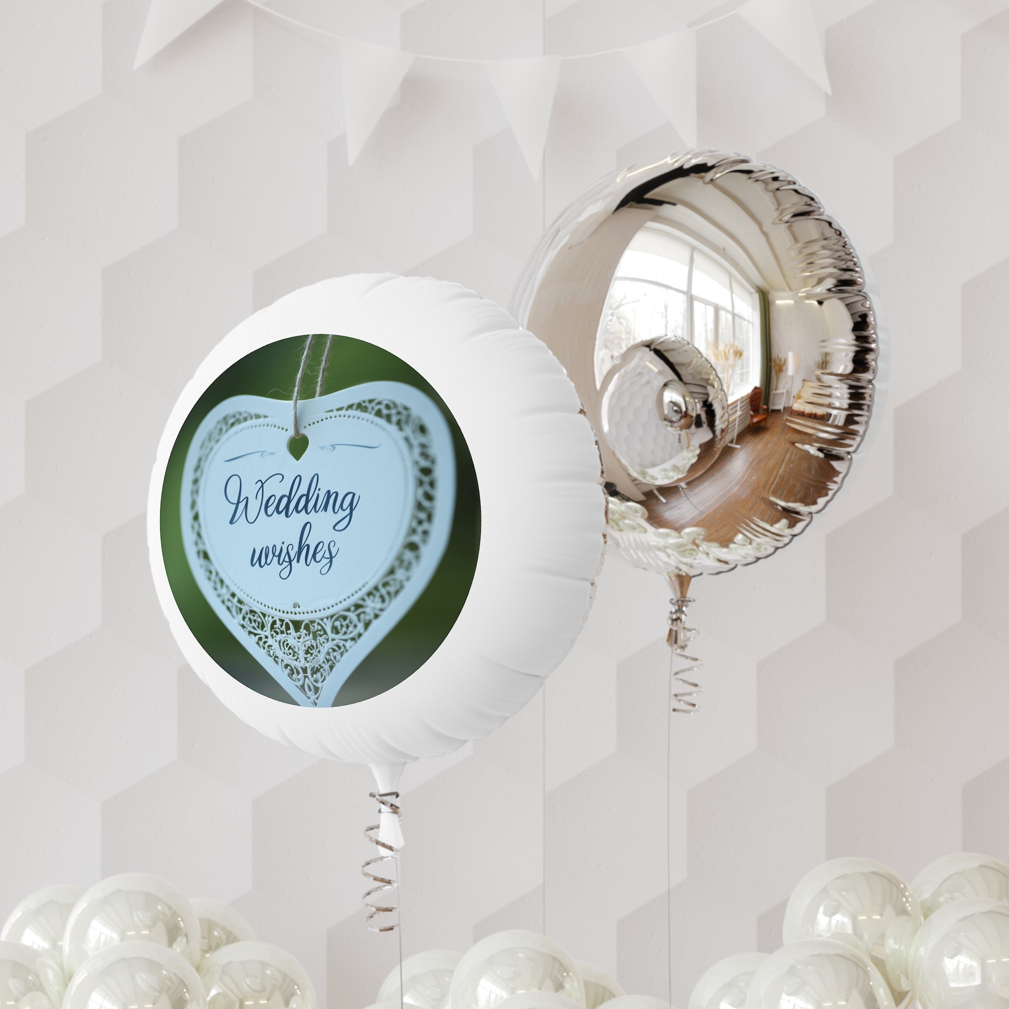 Wedding Wishes Mylar Balloon — Heart Lace Helium Balloon for Weddings & Receptions