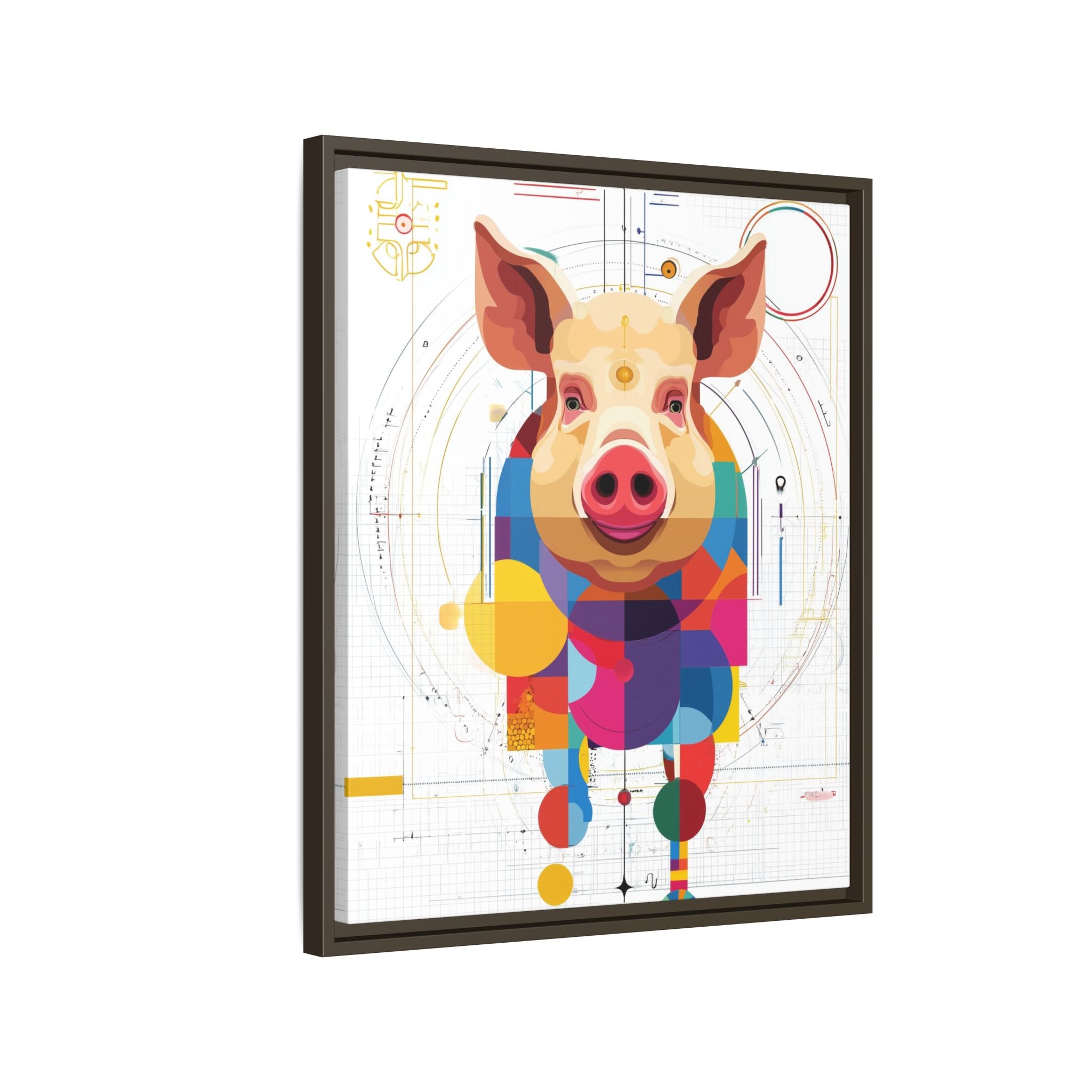 Geometric Pig: Digital Cubist Portrait, Mathematical Animal Abstraction   |    Custom Orders Available