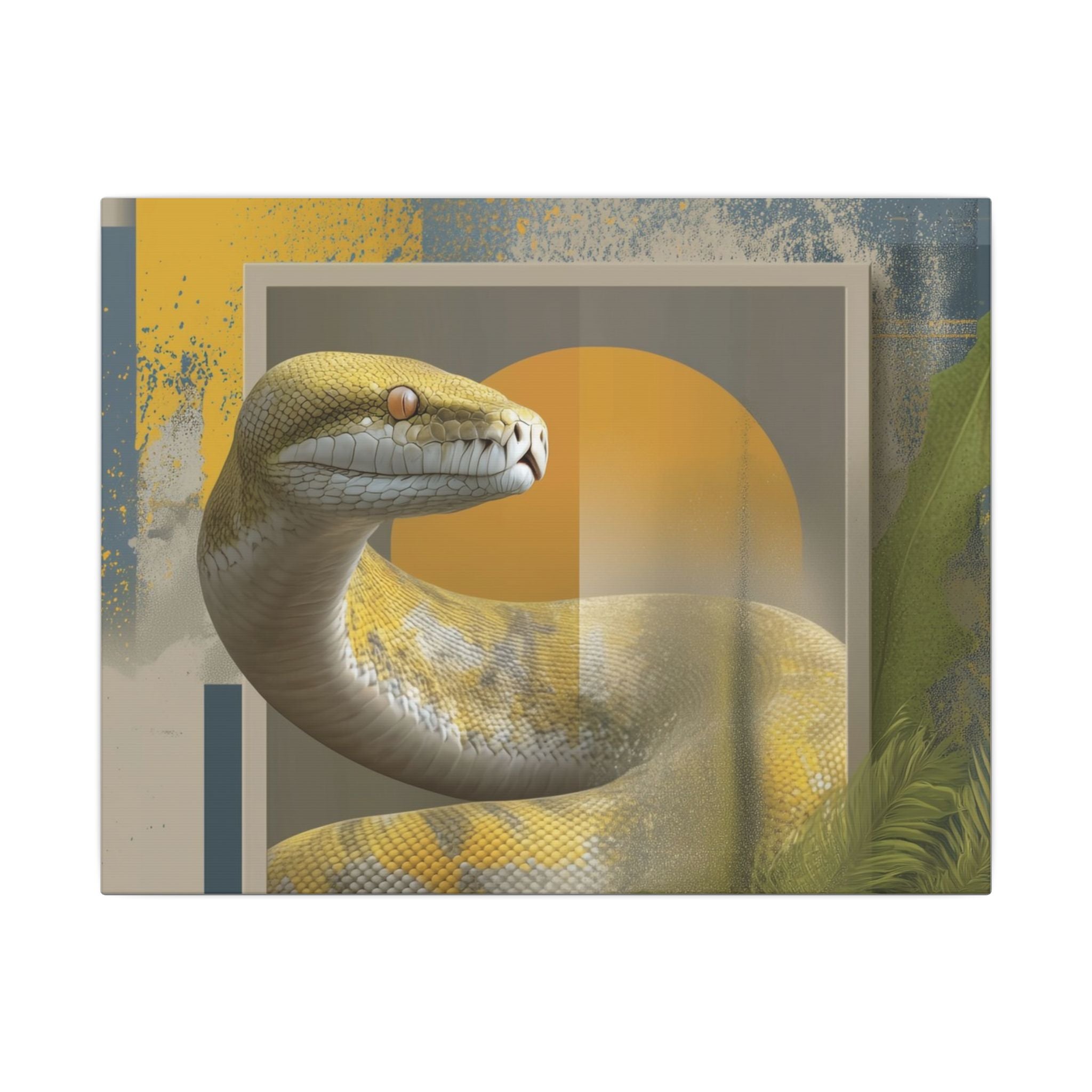 Serpent's Geometric Symphony: Tropical Python Illustration, Modern Graphic Design   |    Custom Orders Available