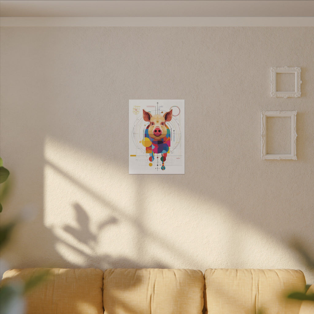 Geometric Pig Portrait: Cubist Animal Art, Technical Design Illustration   |    Custom Orders Available