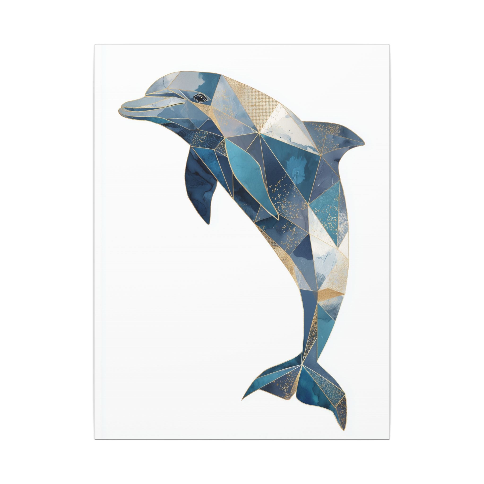 Canvas Print, Geometric Abstract Dolphin Gold Accented Art, High Quality Wall Decor, Nautical Sea Theme, Coastal Home Decor, Ocean Animal