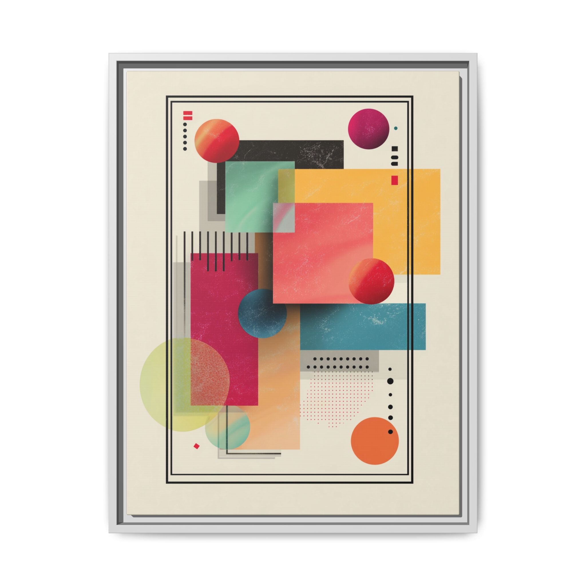 Geometric Harmony: Bauhaus Intersections, Digital Abstract Layers, Contemporary Color Palette   |   Custom Orders Accepted