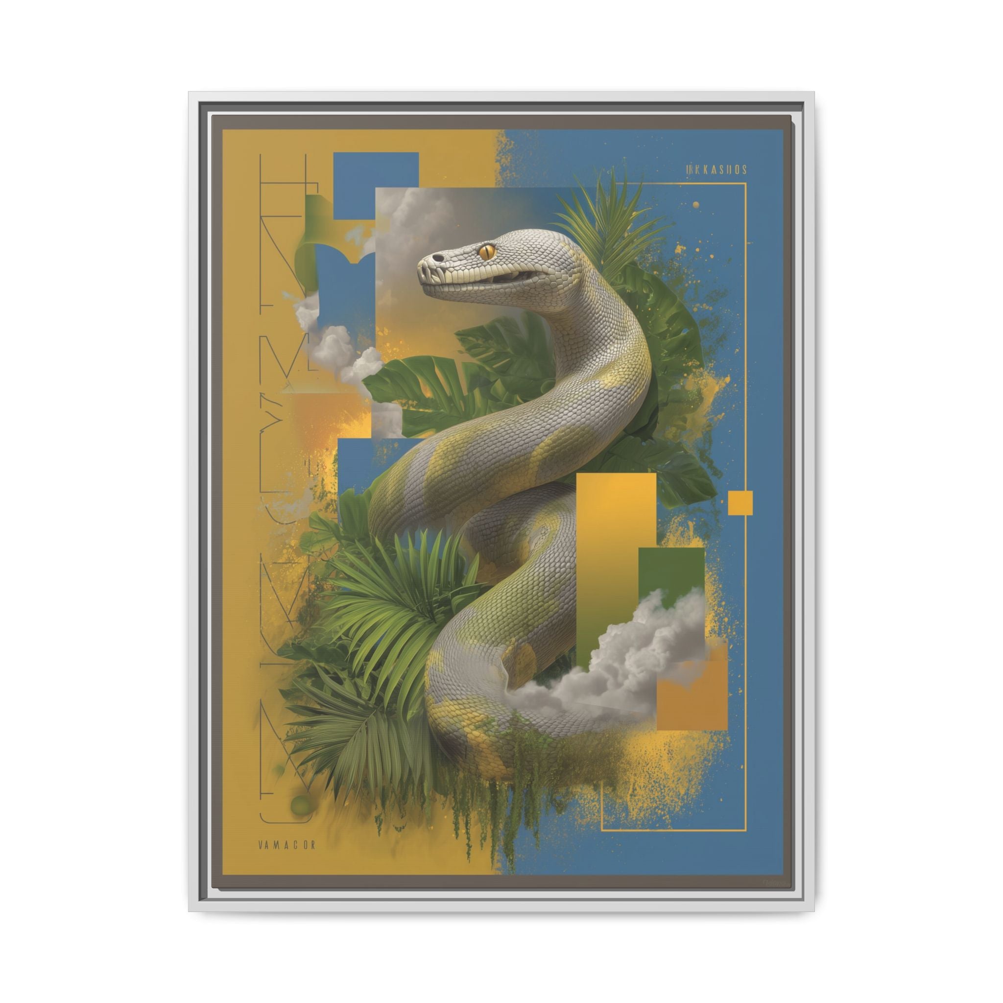 Serpent of Surreal Geometries: Tropical Hyperrealism, Digital Snake Illustration   |    Custom Orders Available