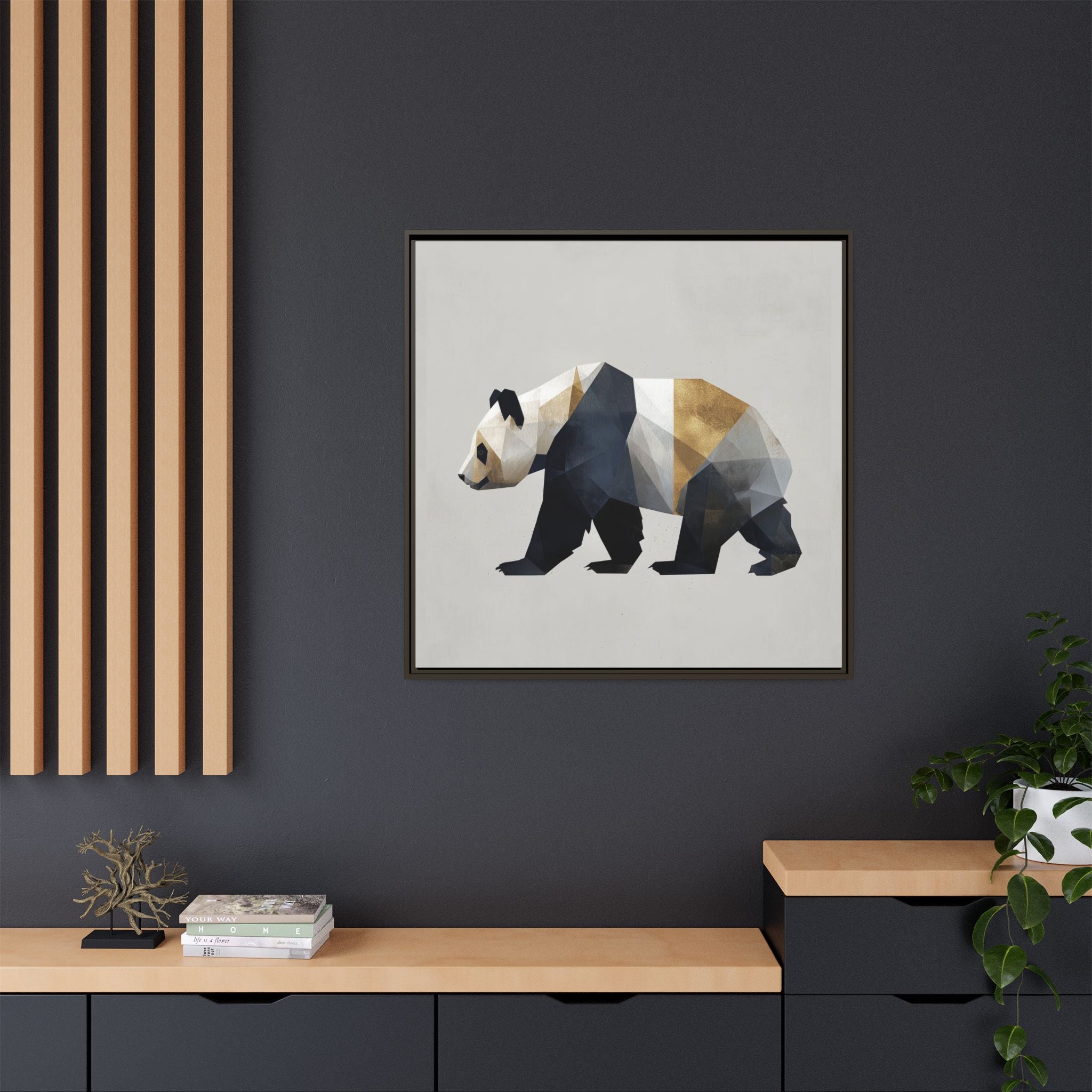 Geometric Panda: Low-Poly Digital Art, Metallic Contemporary Design   |  Personalized & Custom Orders Available
