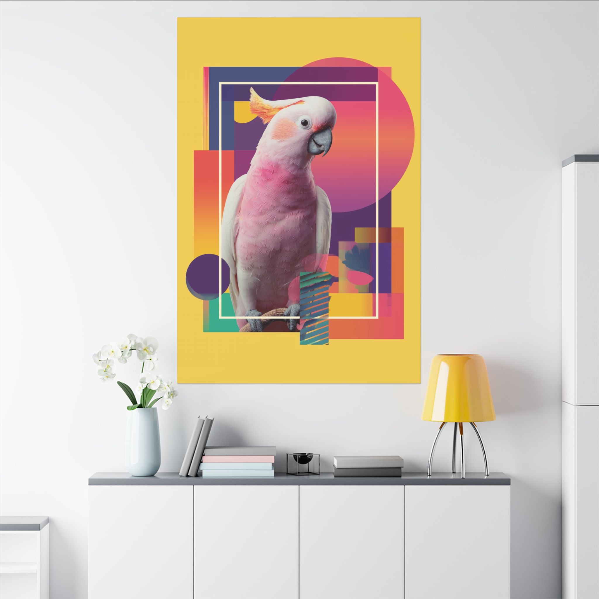 Geometric Cockatoo: Pop Art Wildlife Portrait, Modern Graphic Design Illustration   |    Custom Orders Available