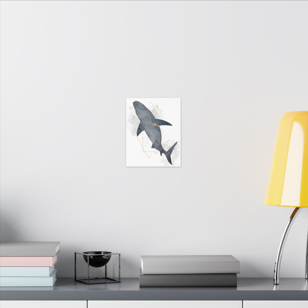 Apex Predator: Geometric Marine Portrait, Triangular Mosaic Design, Blue-Gray Shark Art   |  Personalized & Custom Orders Available