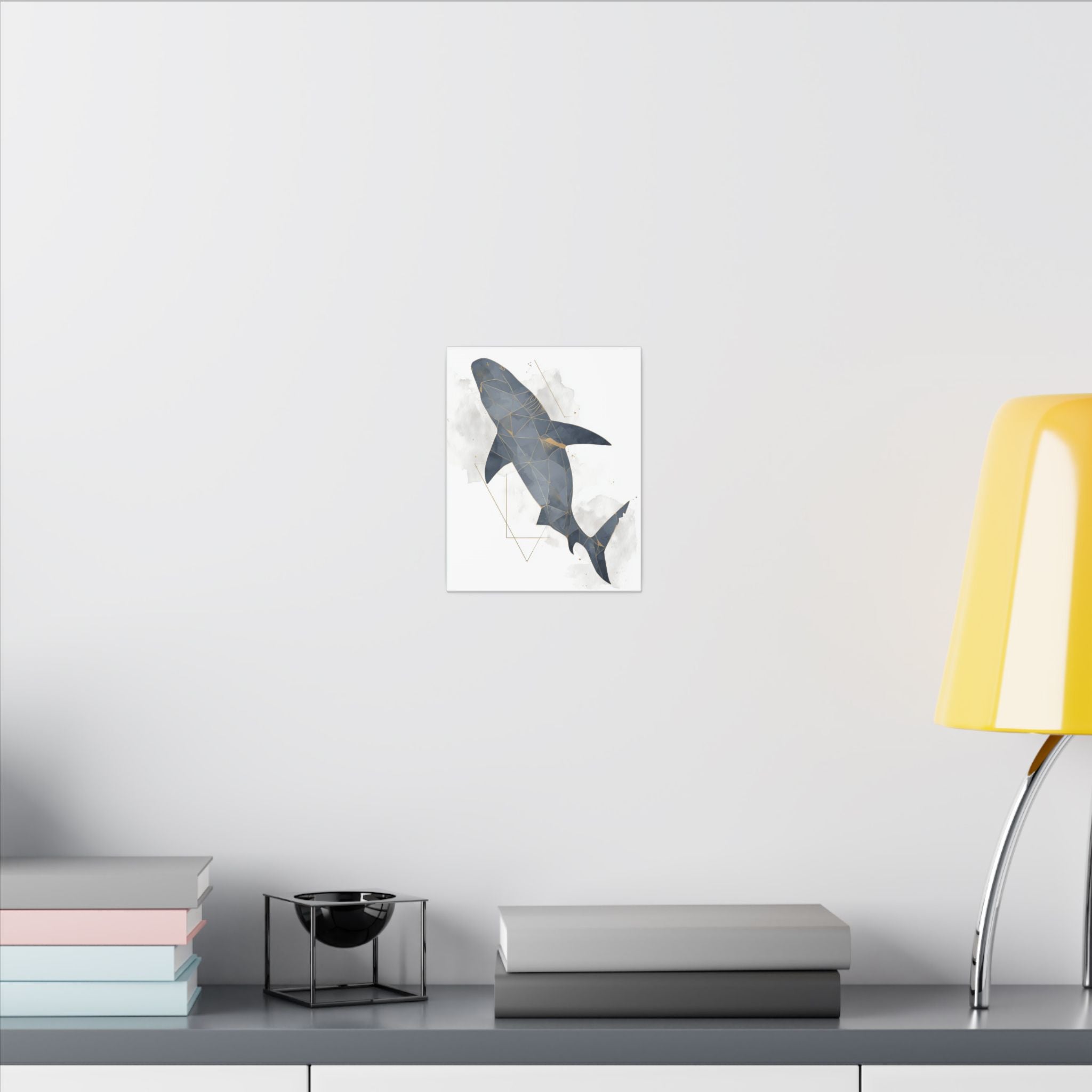 Apex Predator: Geometric Marine Portrait, Triangular Mosaic Design, Blue-Gray Shark Art   |  Personalized & Custom Orders Available