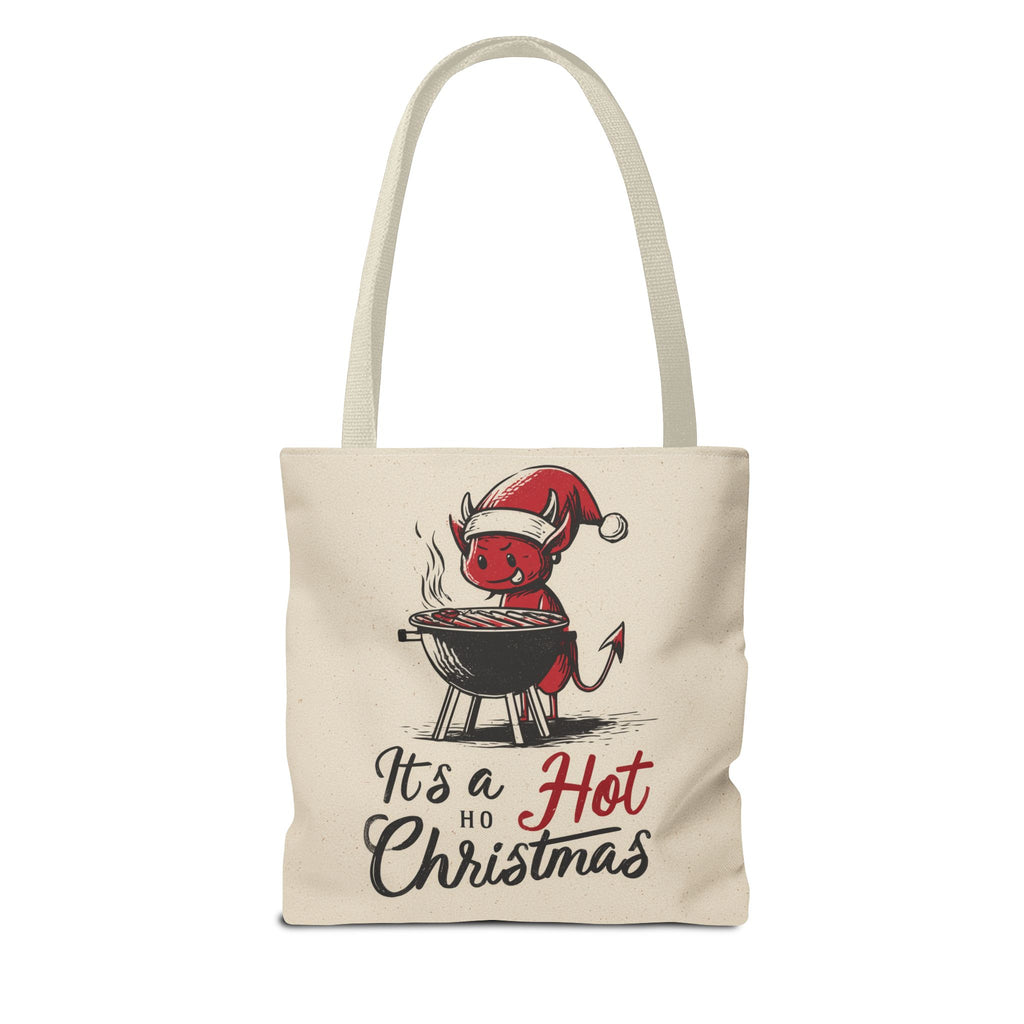 Hot Christmas Tote Bag, Festive Gift Bag, Holiday Shopping Tote, BBQ Lover's Tote, Fun Winter Accessory